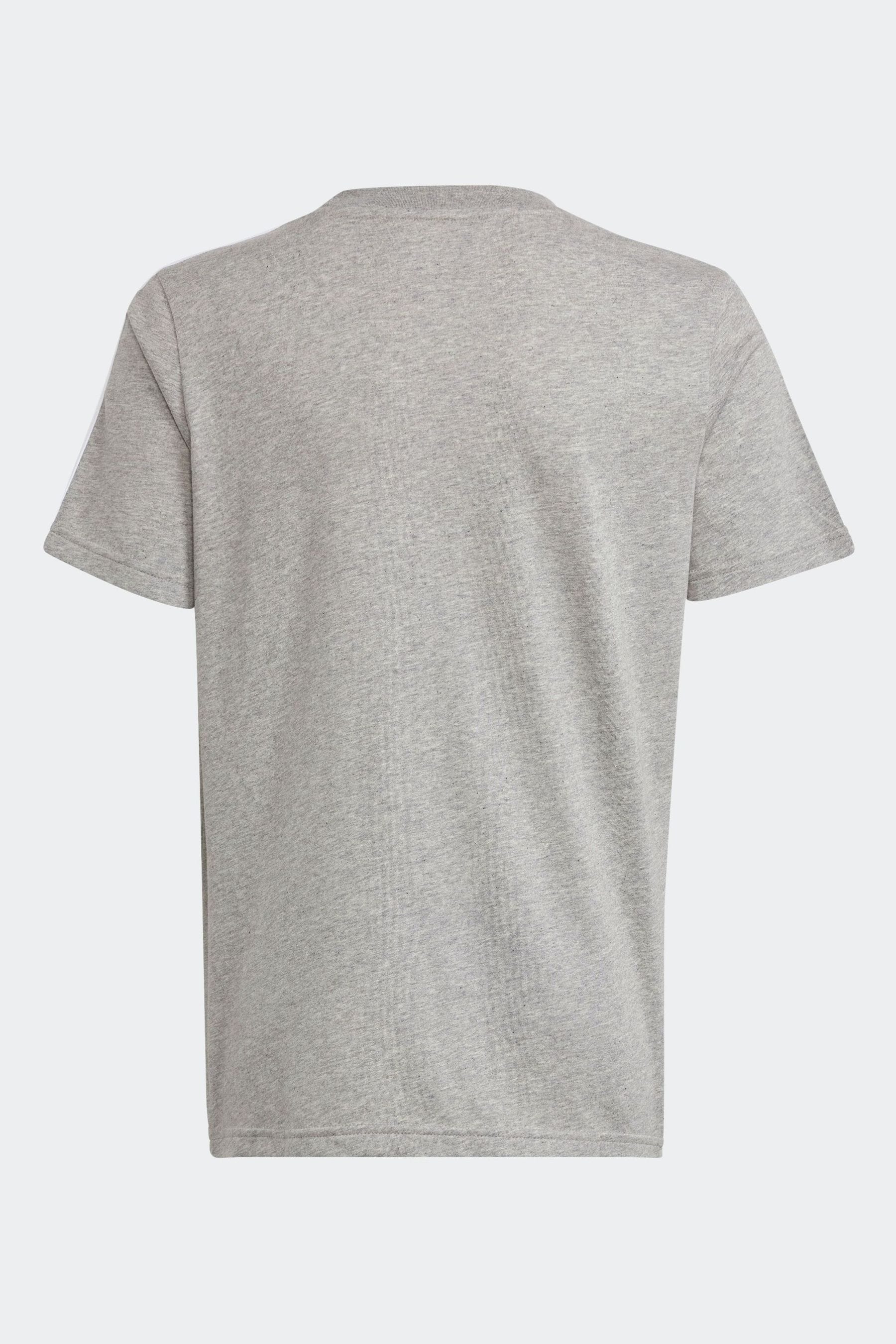 adidas Grey Essentials 3 Stripes 100% Cotton T-Shirt