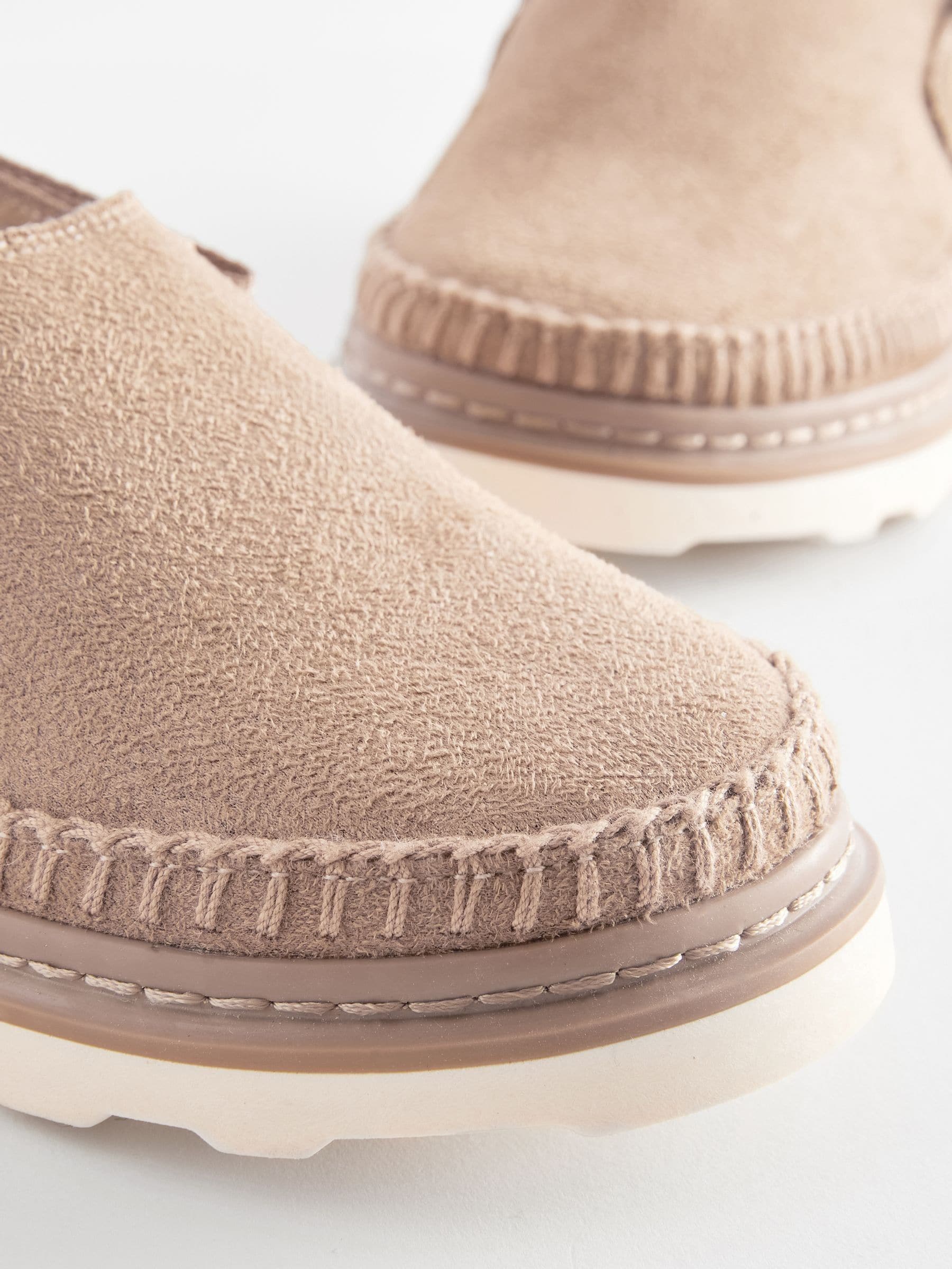 Neutral Beige Borg Lined Clogs