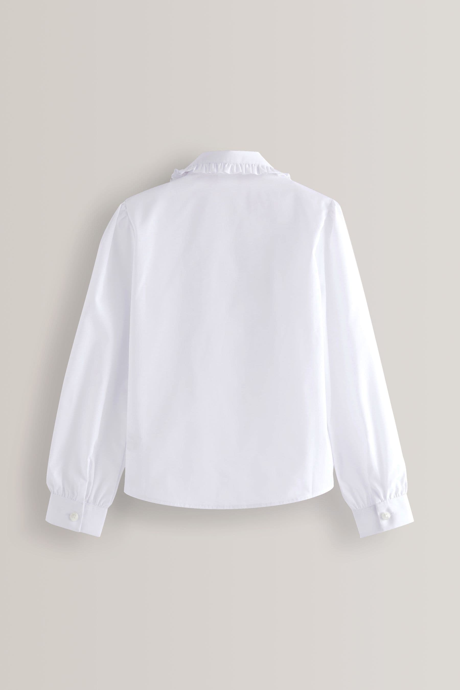 White Long Sleeve Ruffle Collar School Shirt (3-14yrs)