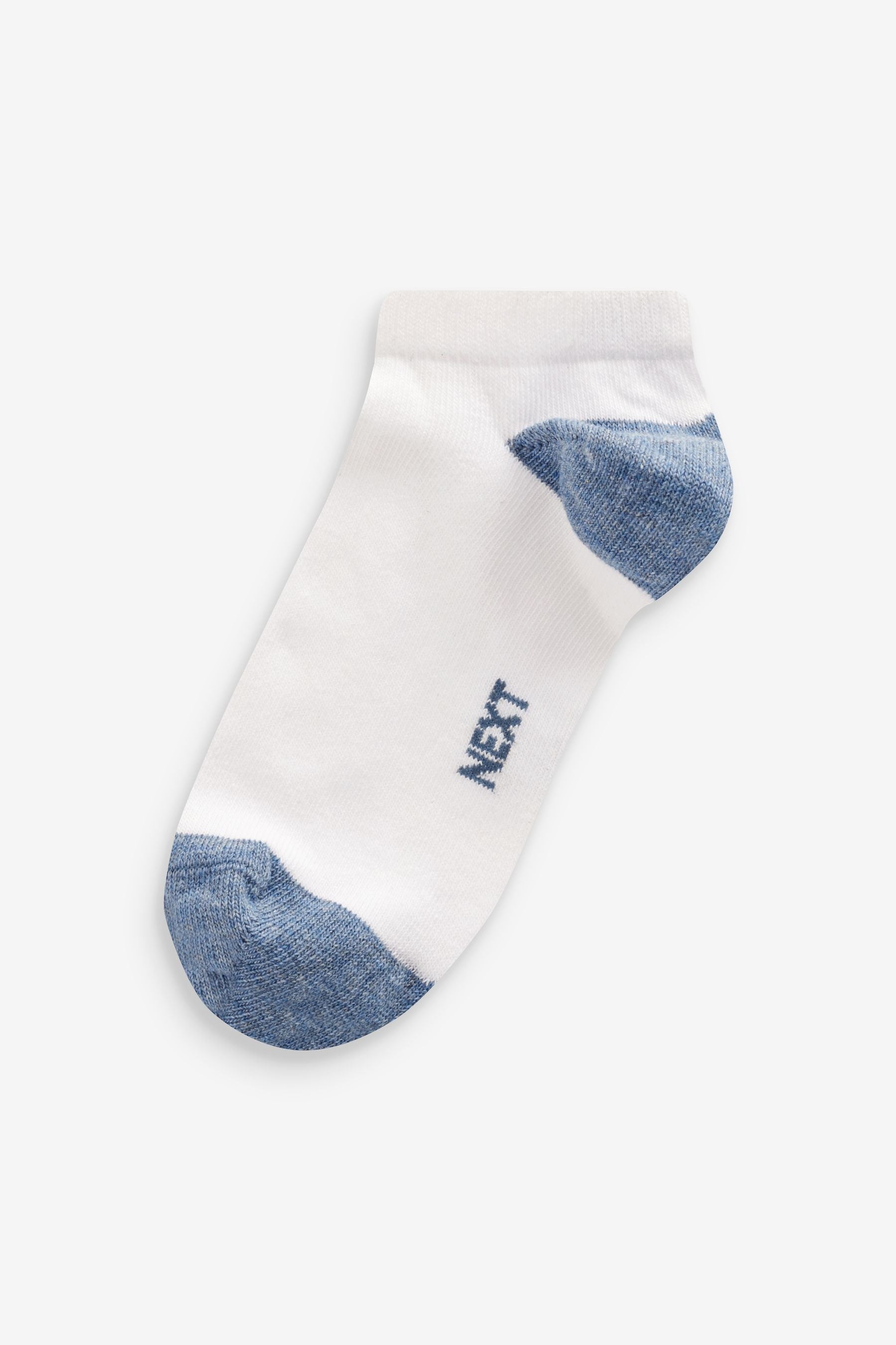 White/Blue/Grey Heel And Toe Cotton Rich Trainer Socks 7 Pack