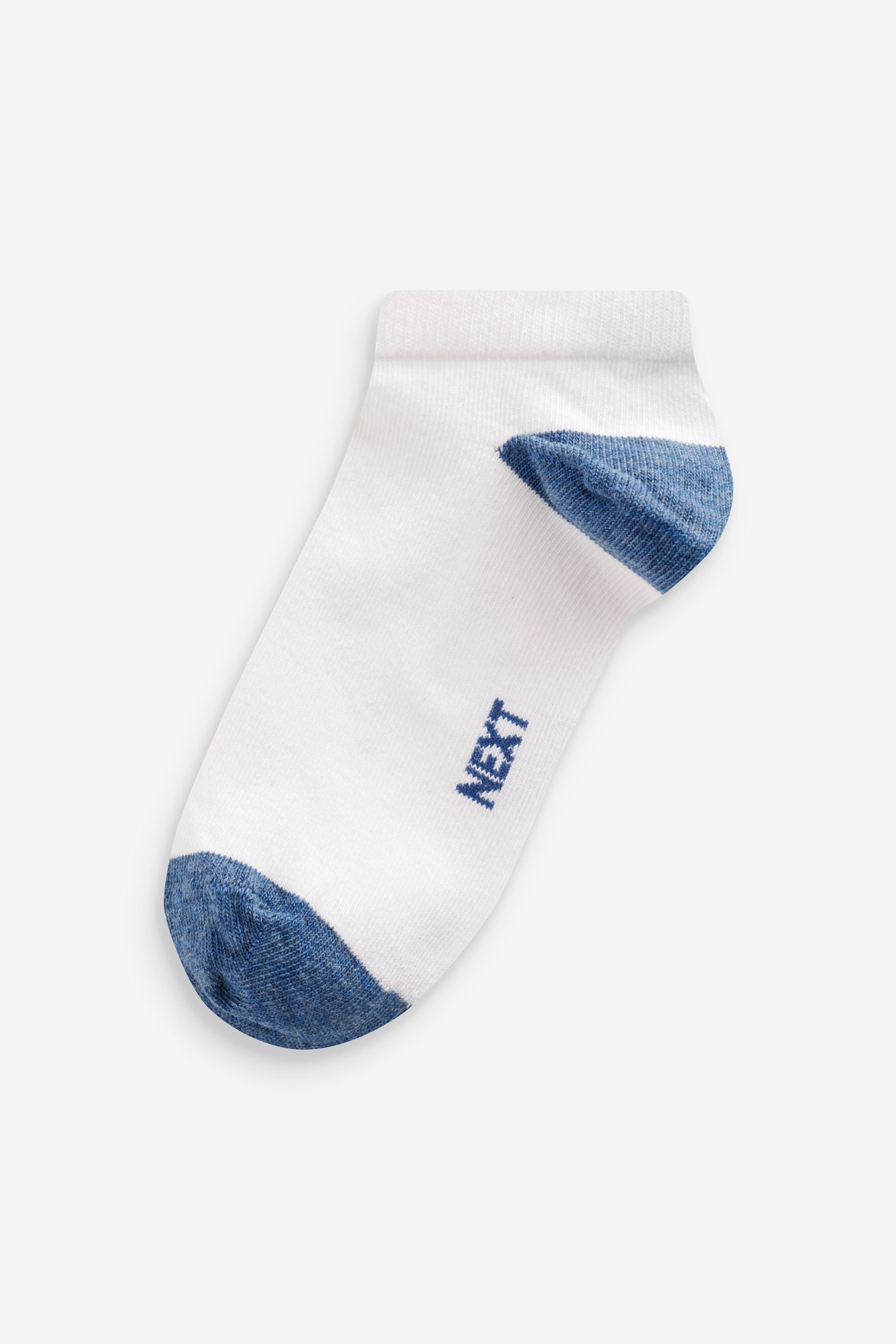 White/Blue/Grey Heel And Toe Cotton Rich Trainer Socks 7 Pack