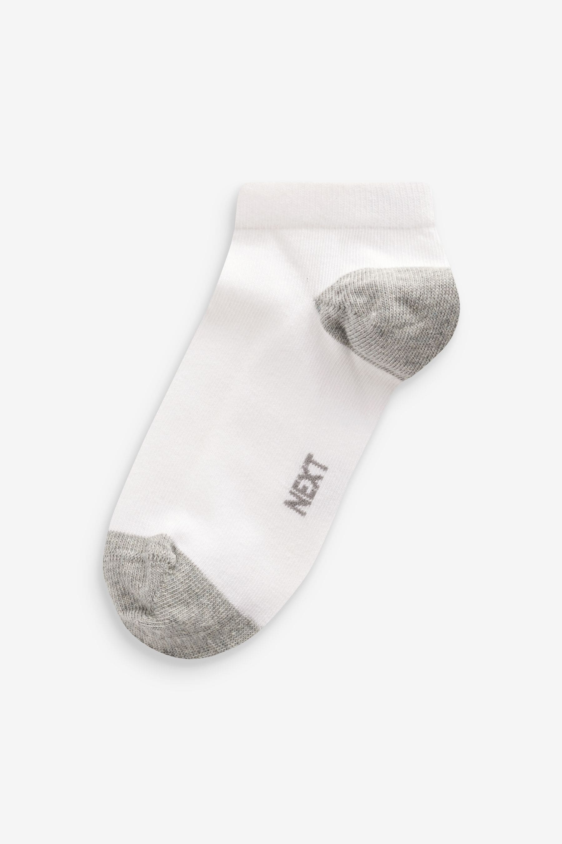 White/Blue/Grey Heel And Toe Cotton Rich Trainer Socks 7 Pack