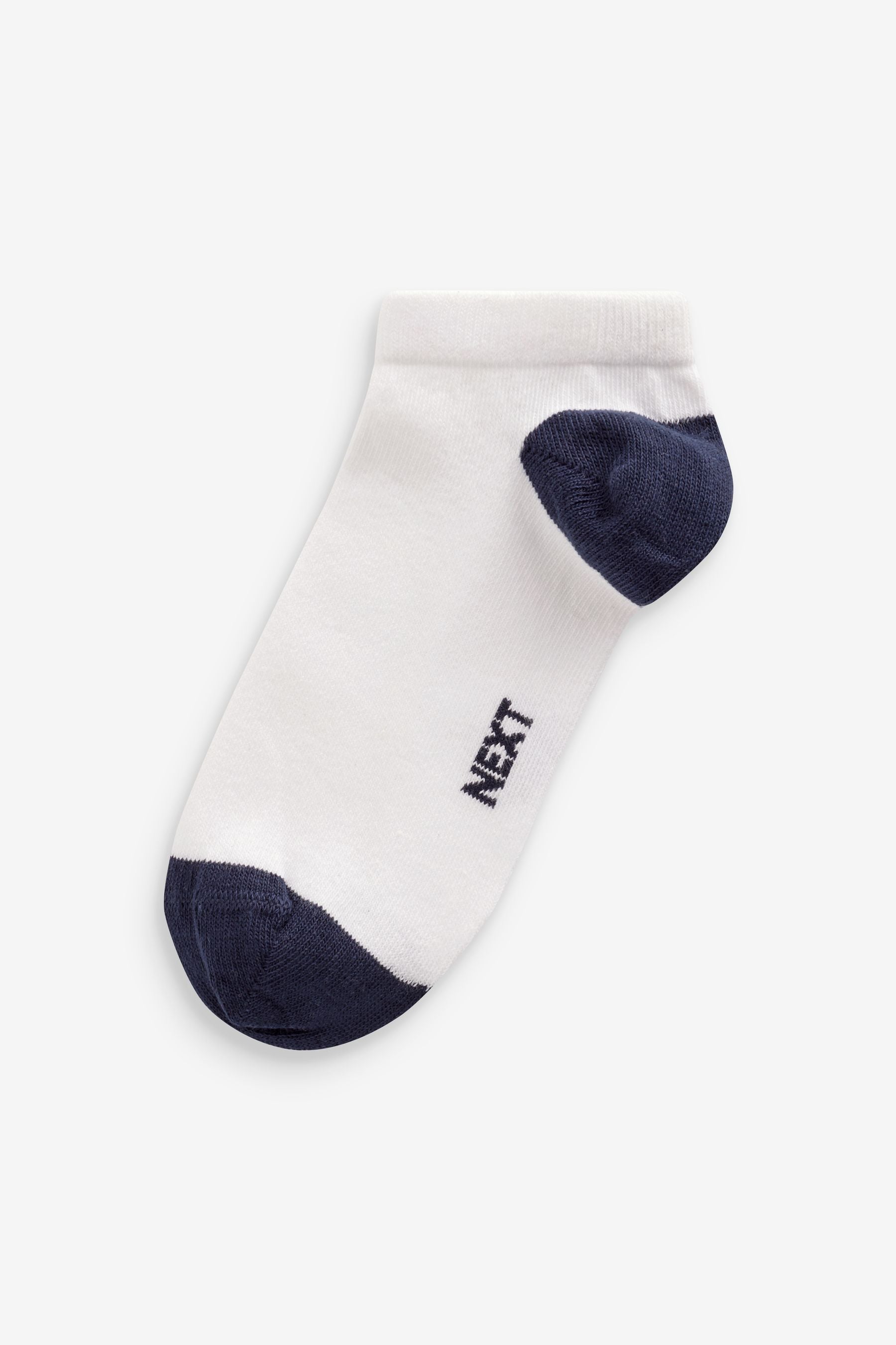 White/Blue/Grey Heel And Toe Cotton Rich Trainer Socks 7 Pack