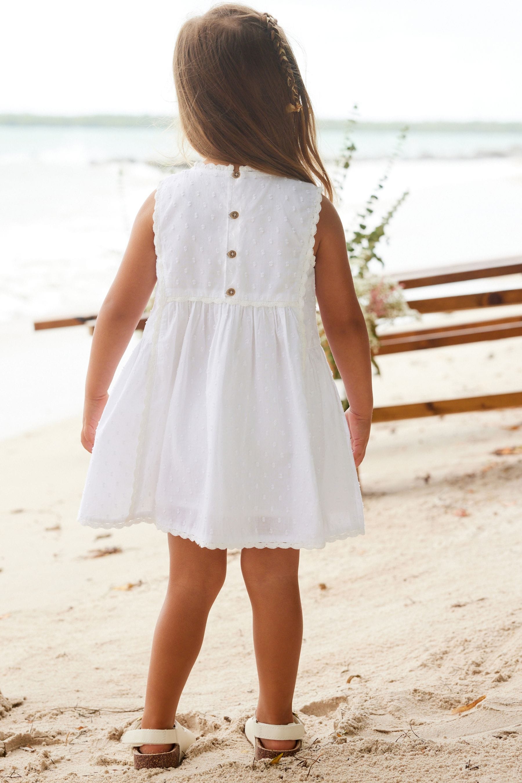 Blue/White Embroidered Cotton Dress (3mths-8yrs)