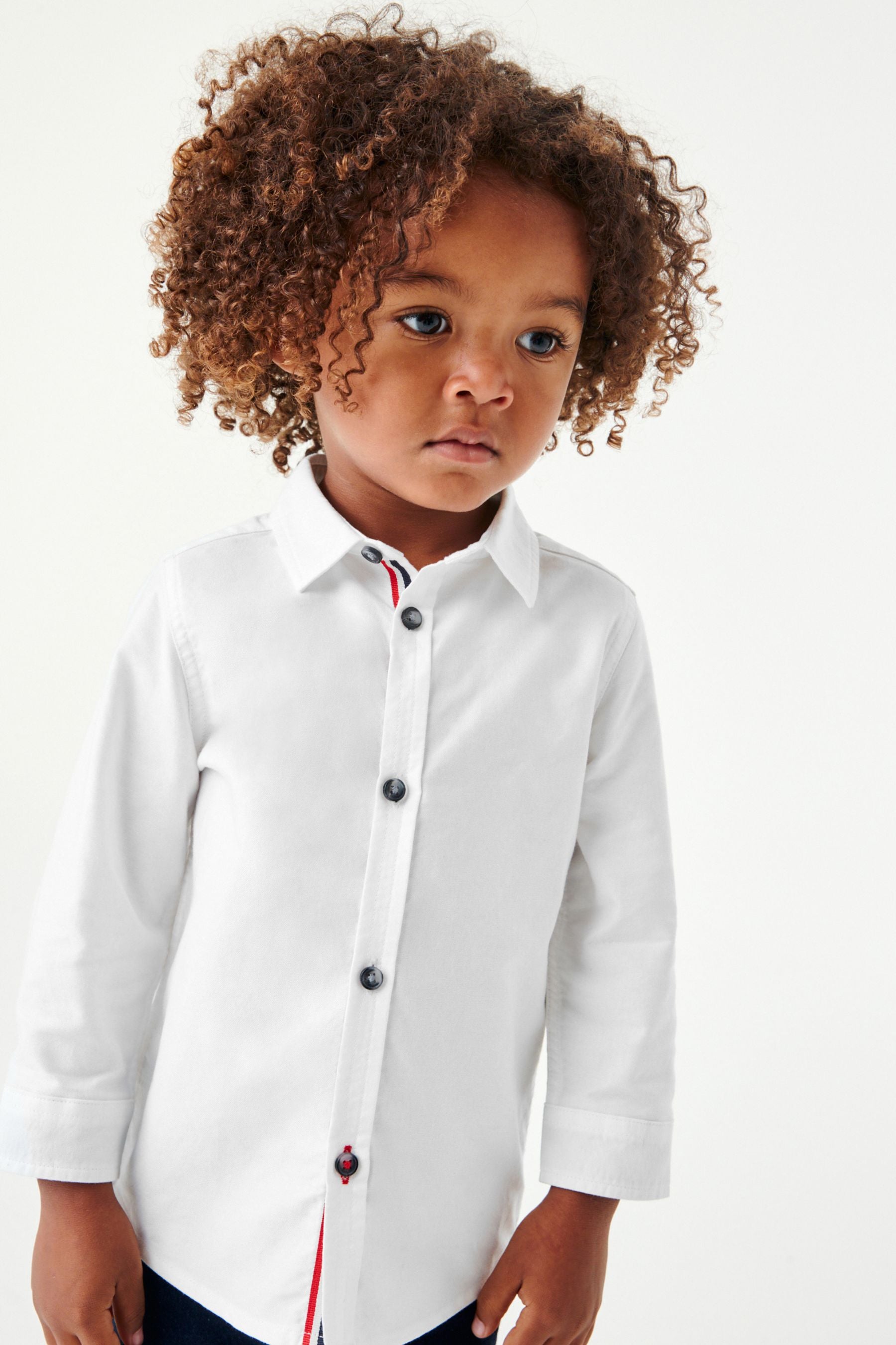 White Long Sleeve Trimmed Oxford Shirt (3mths-7yrs)