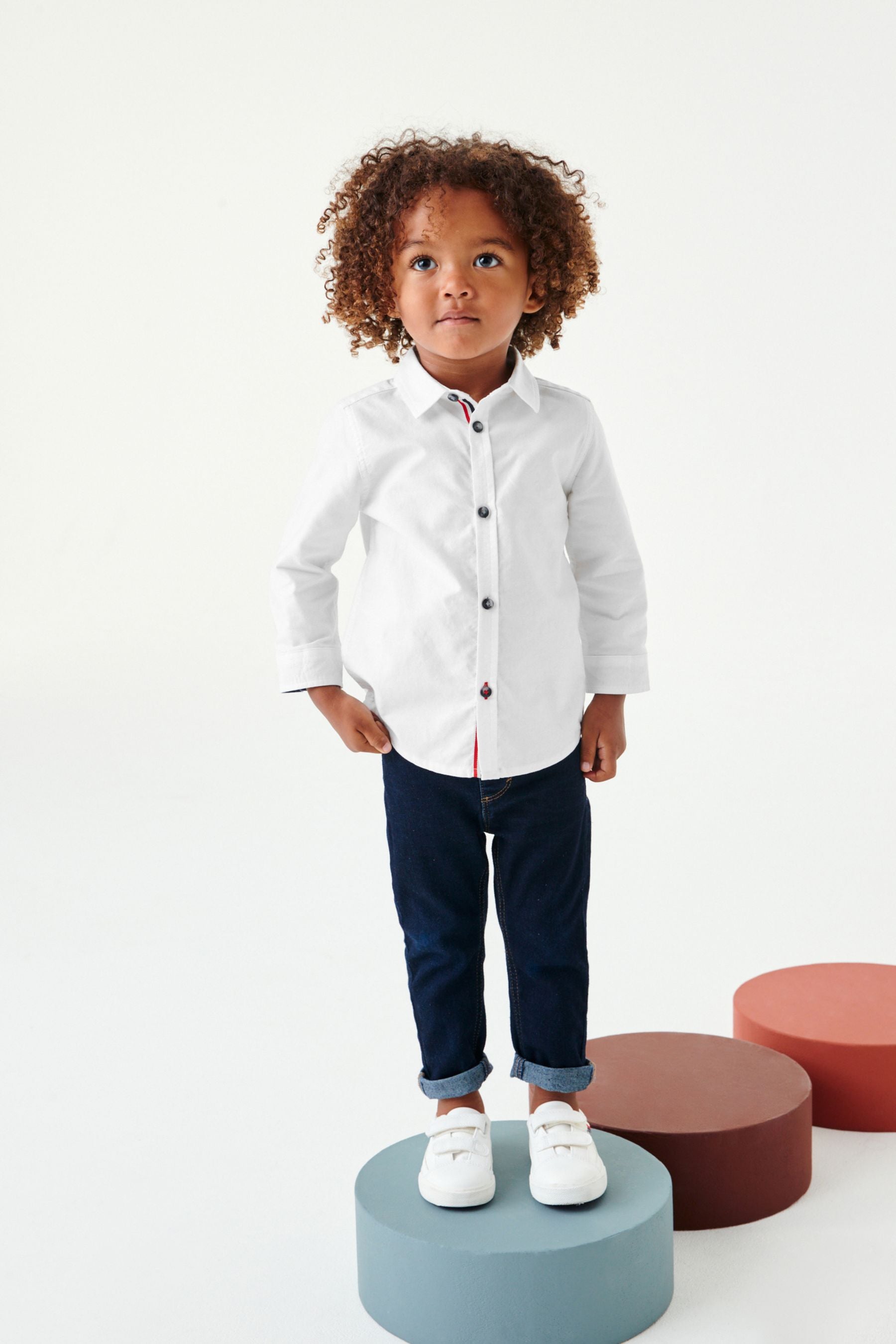 White Long Sleeve Trimmed Oxford Shirt (3mths-7yrs)