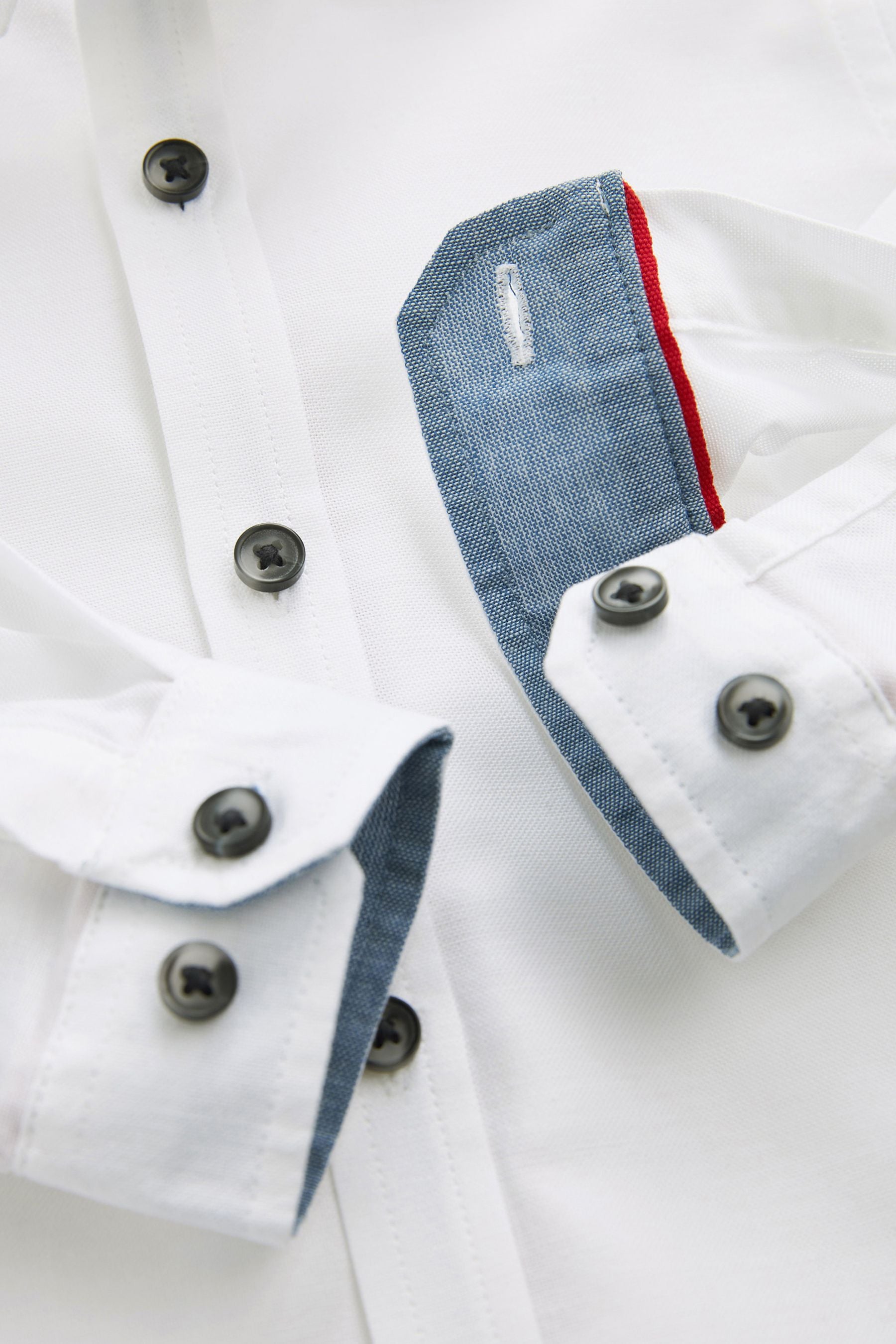 White Long Sleeve Trimmed Oxford Shirt (3mths-7yrs)