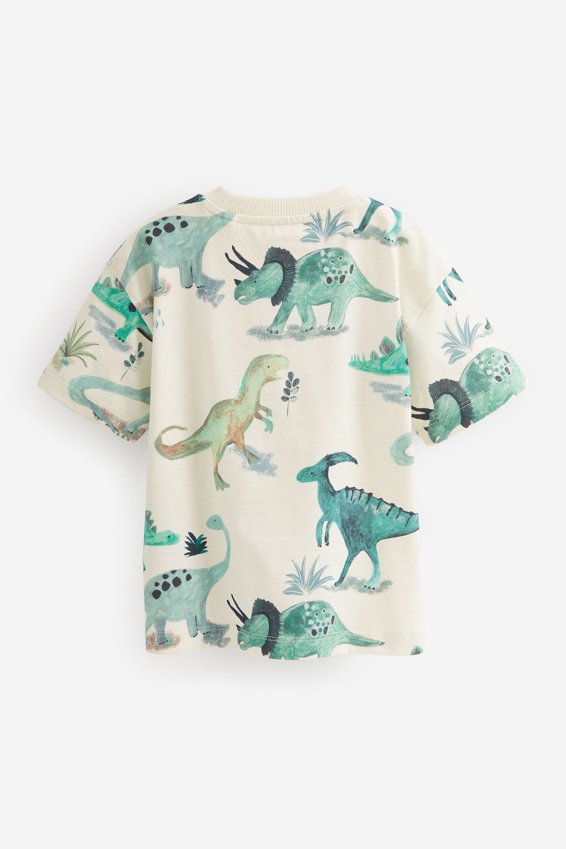 Green Dinosaur Oversized Short Sleeve Character T-Shirts 3 Pack (3mths-7yrs)