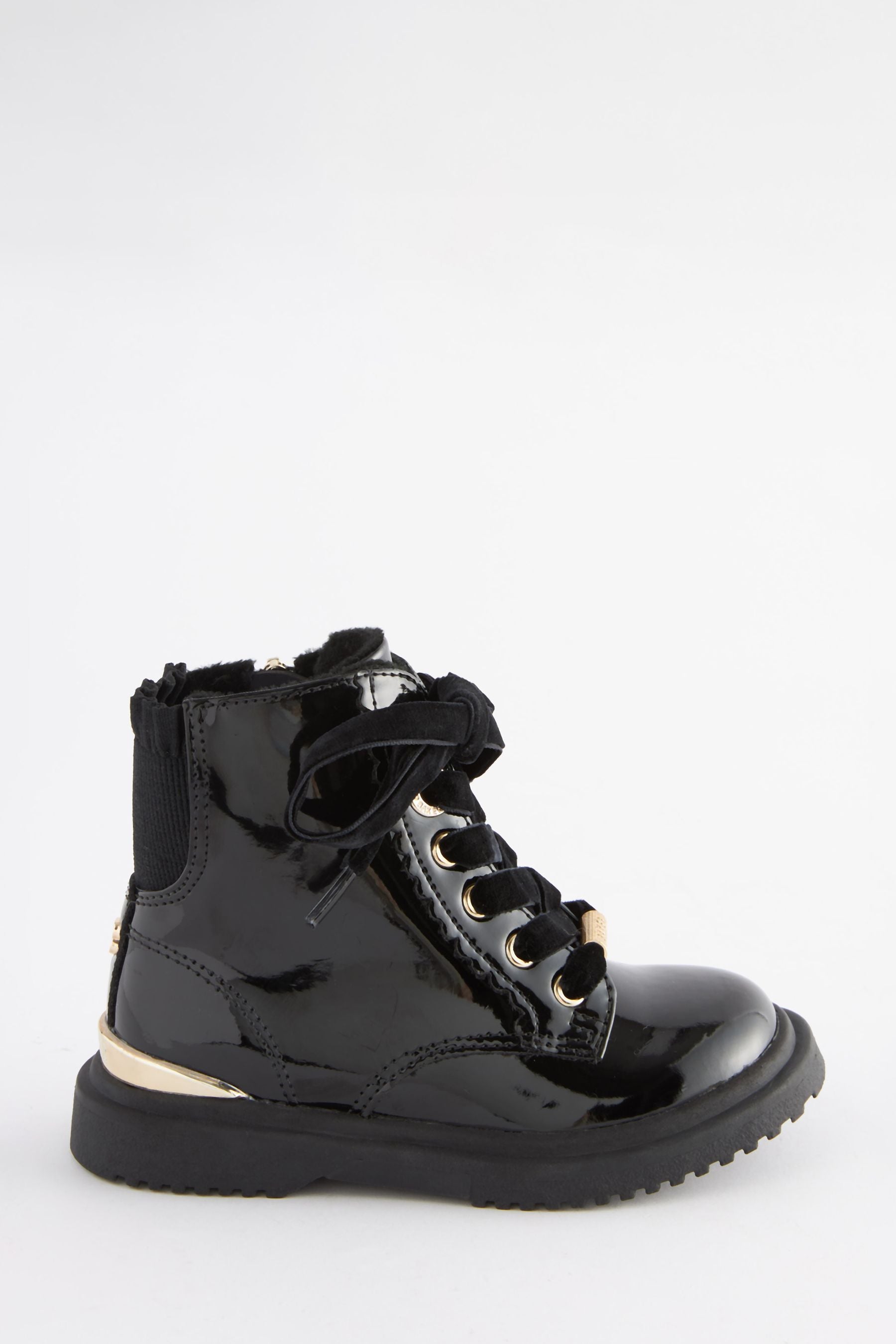 Baker by Ted Baker Girls Patent Lace Up Black Boots