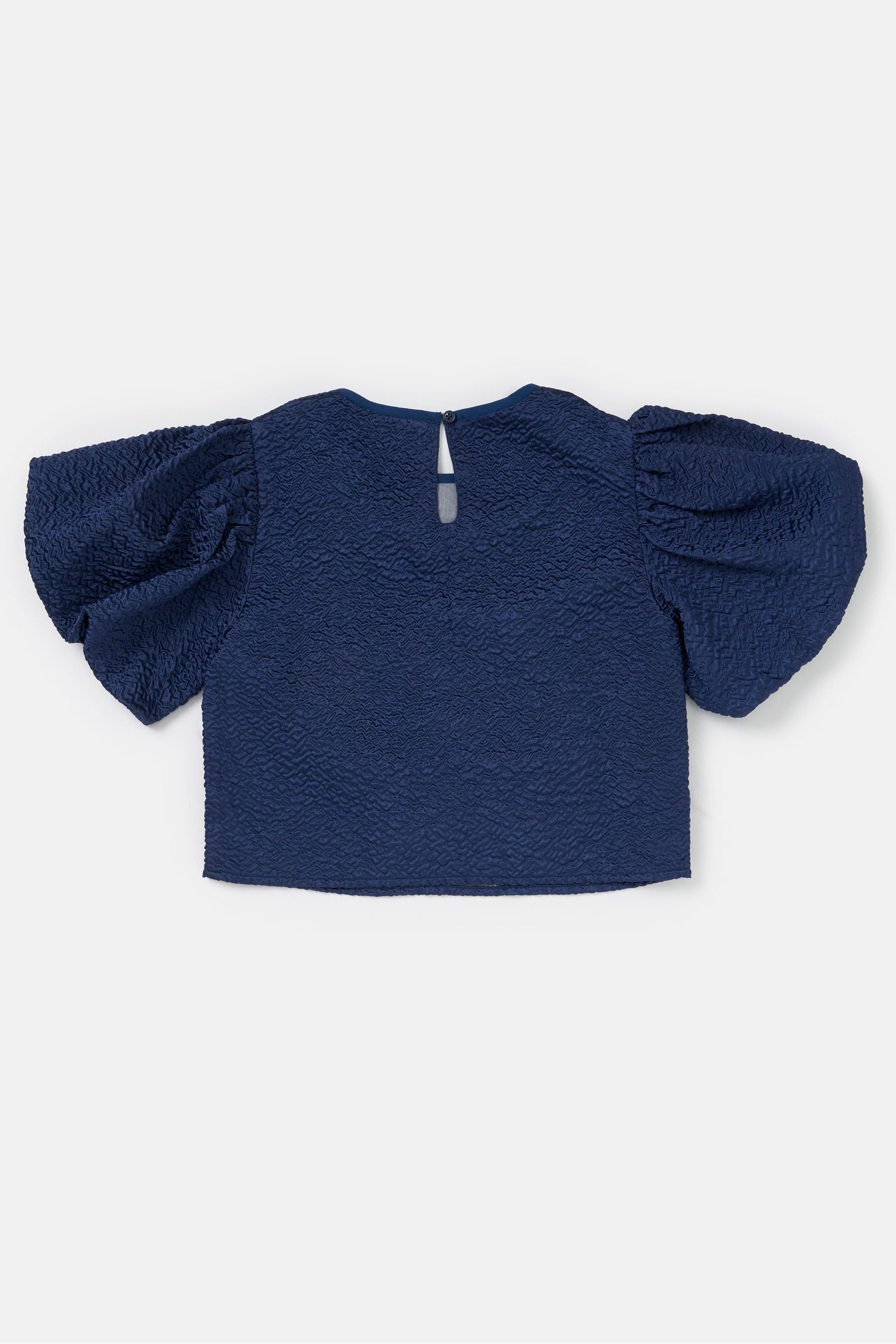 Angel & Rocket Blue Eva Bubble Textured Puff Sleeve Top