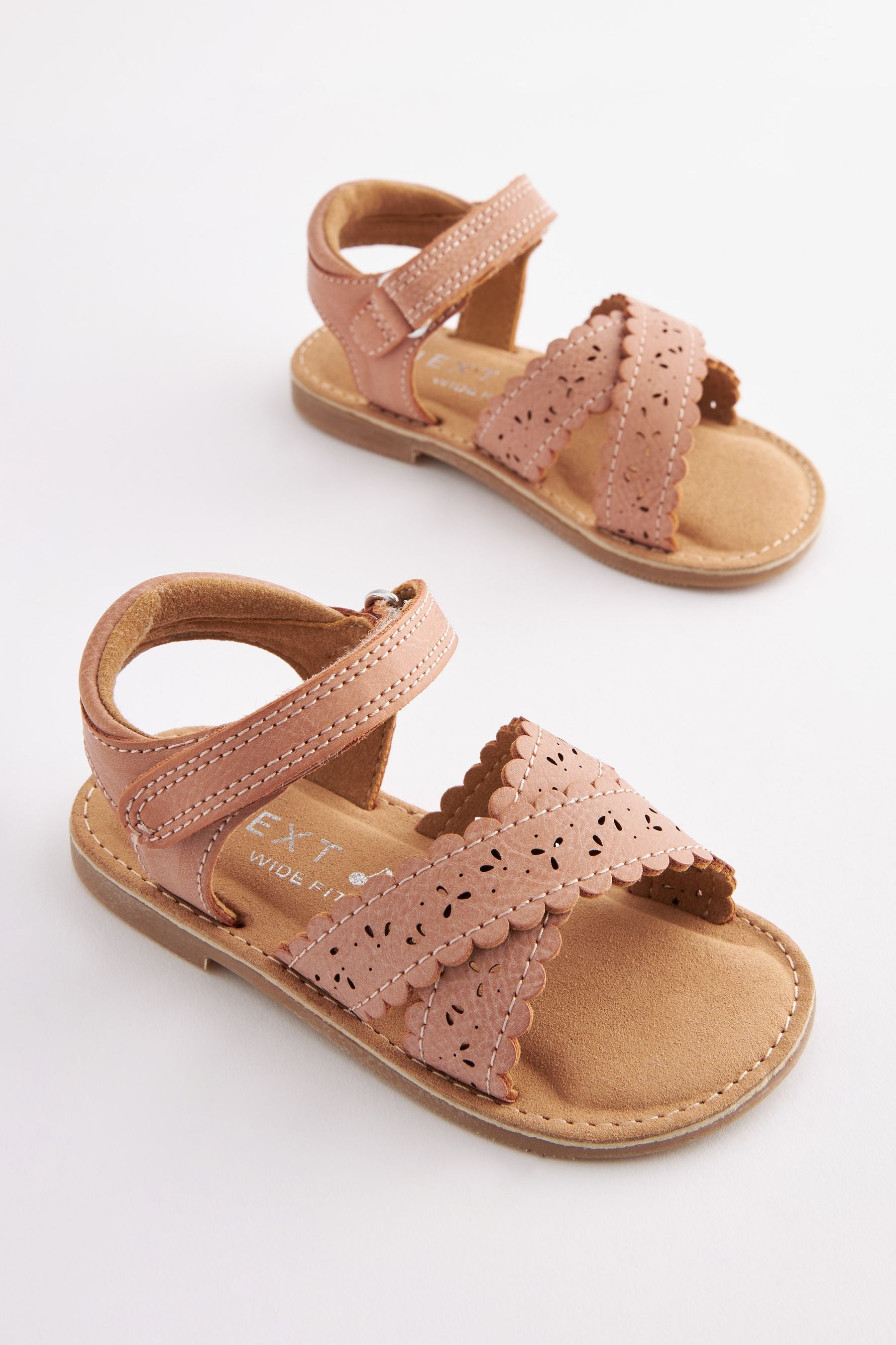 Tan Brown Standard Fit (F) Cross Strap Sandals