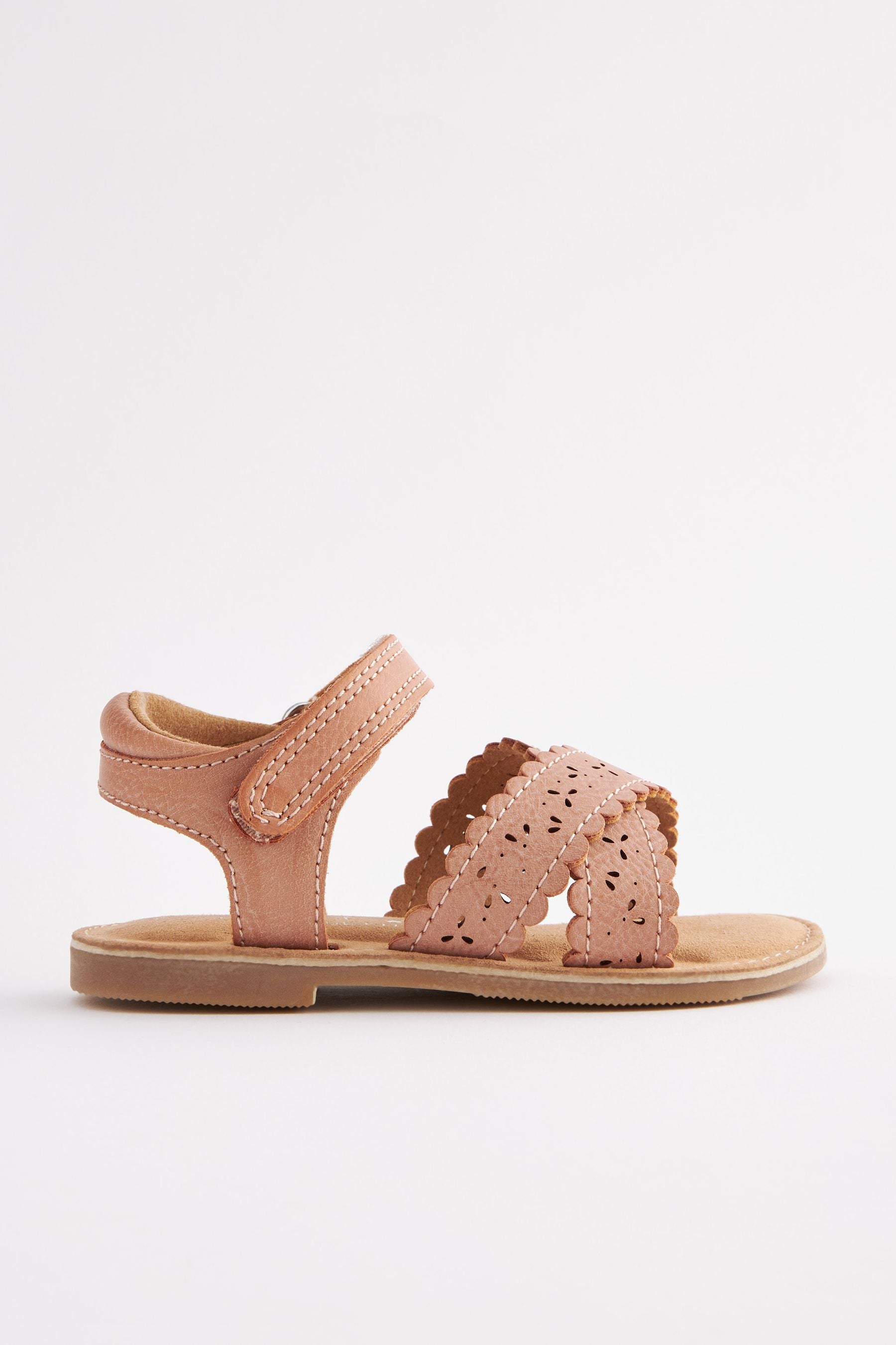 Tan Brown Standard Fit (F) Cross Strap Sandals