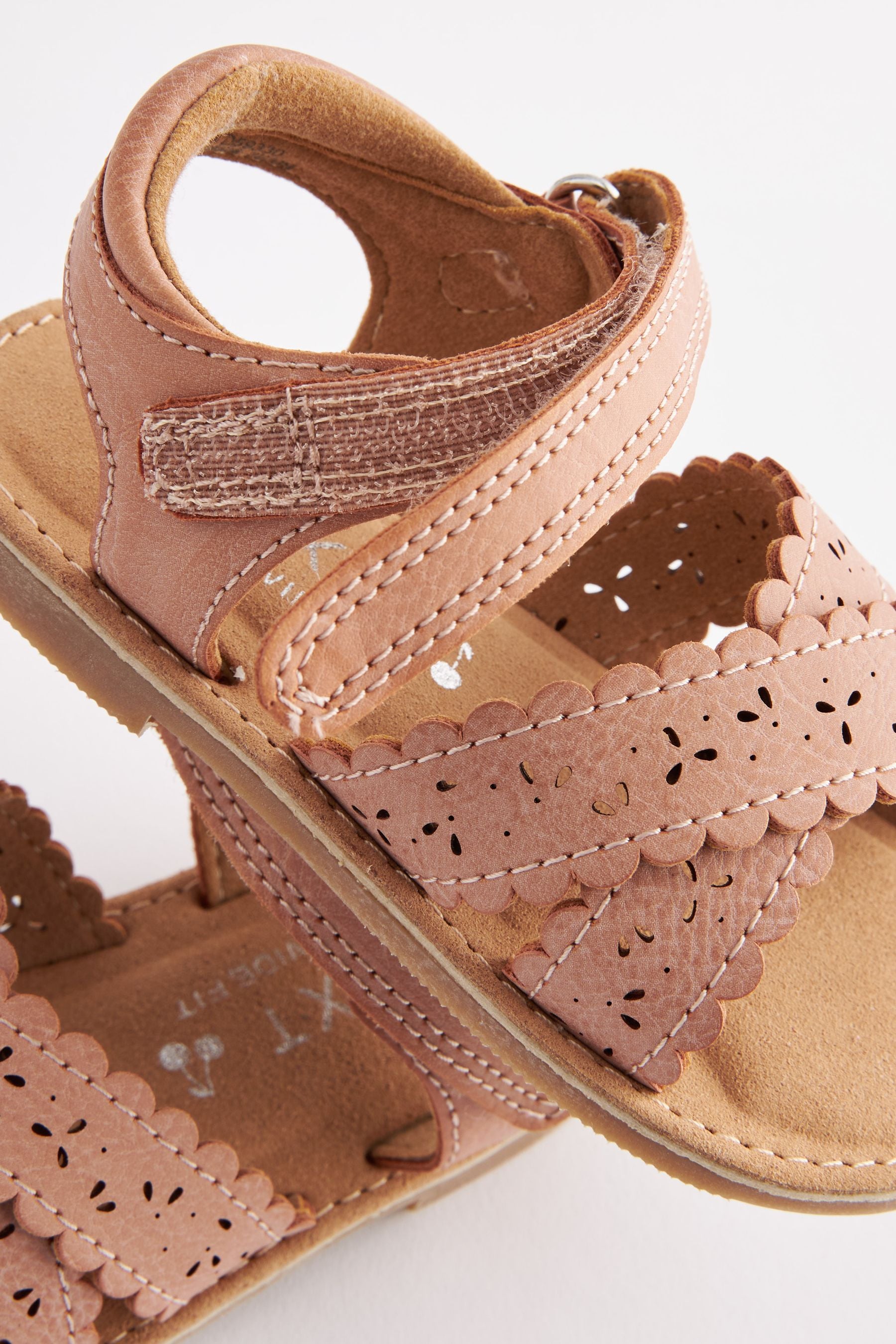 Tan Brown Standard Fit (F) Cross Strap Sandals