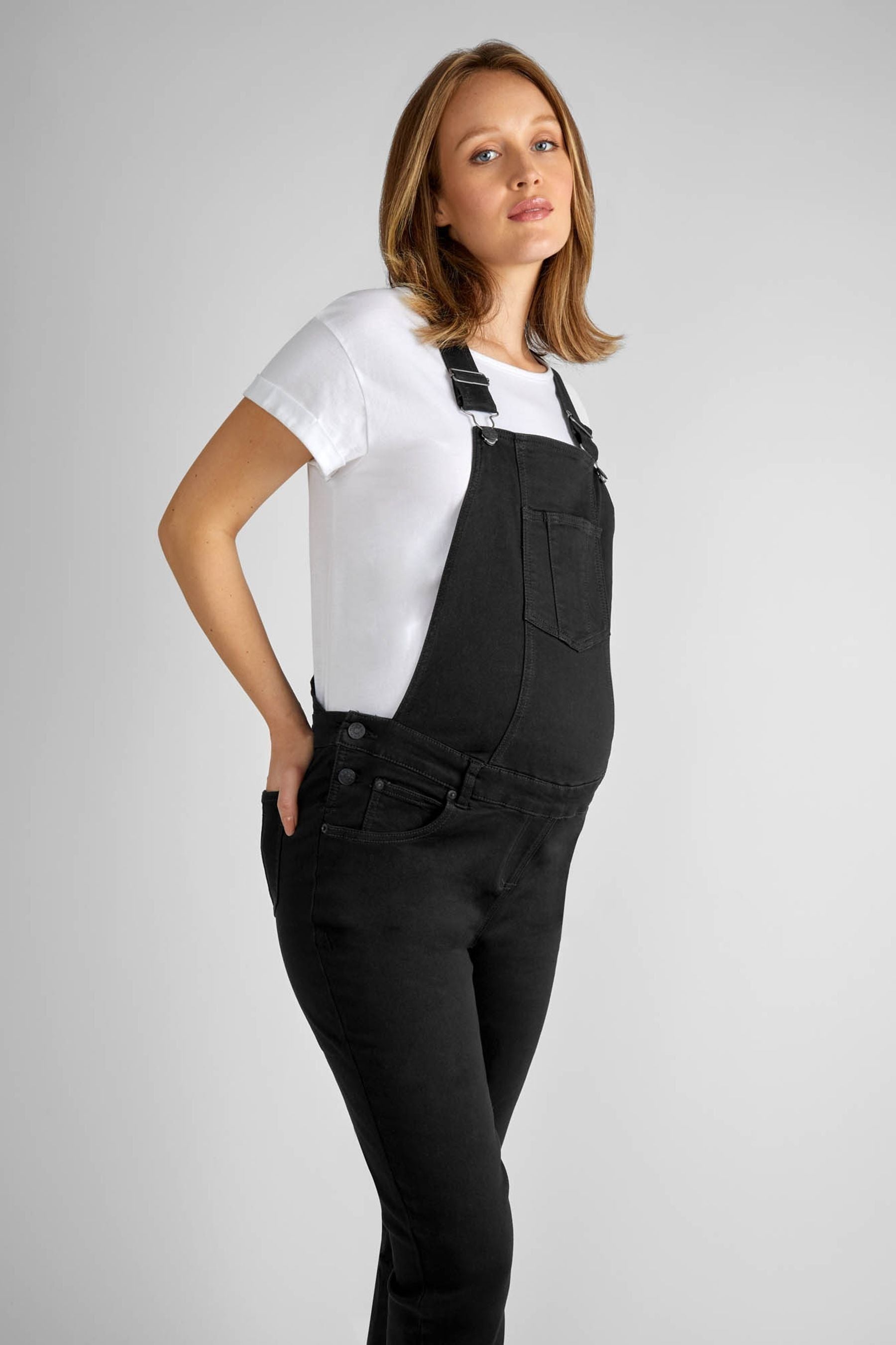 Black JoJo Maman Bébé Maternity Dungarees