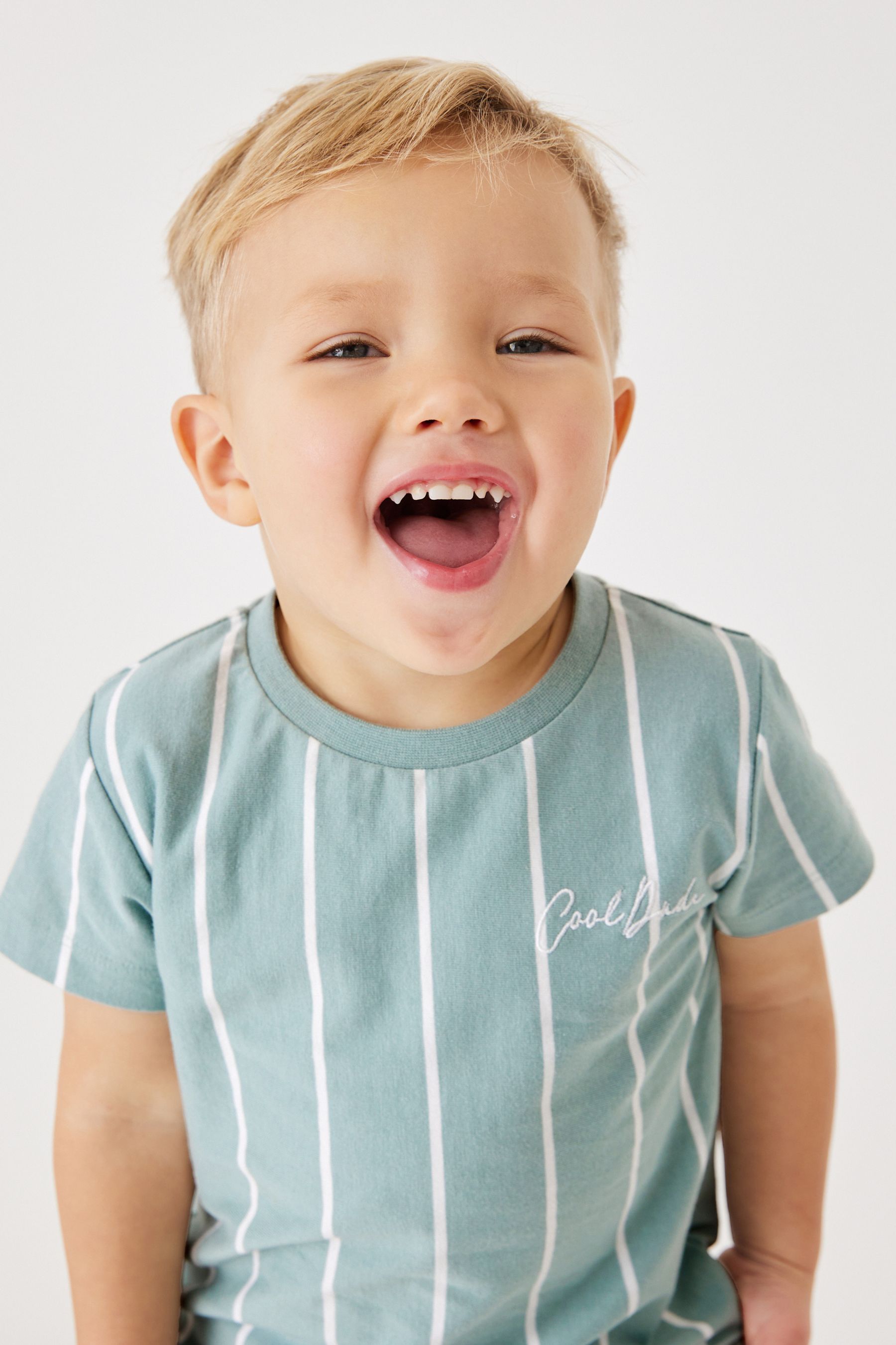 Mineral Blue Vertical Stripe T- Shirt and Short Set (3mths-7yrs)