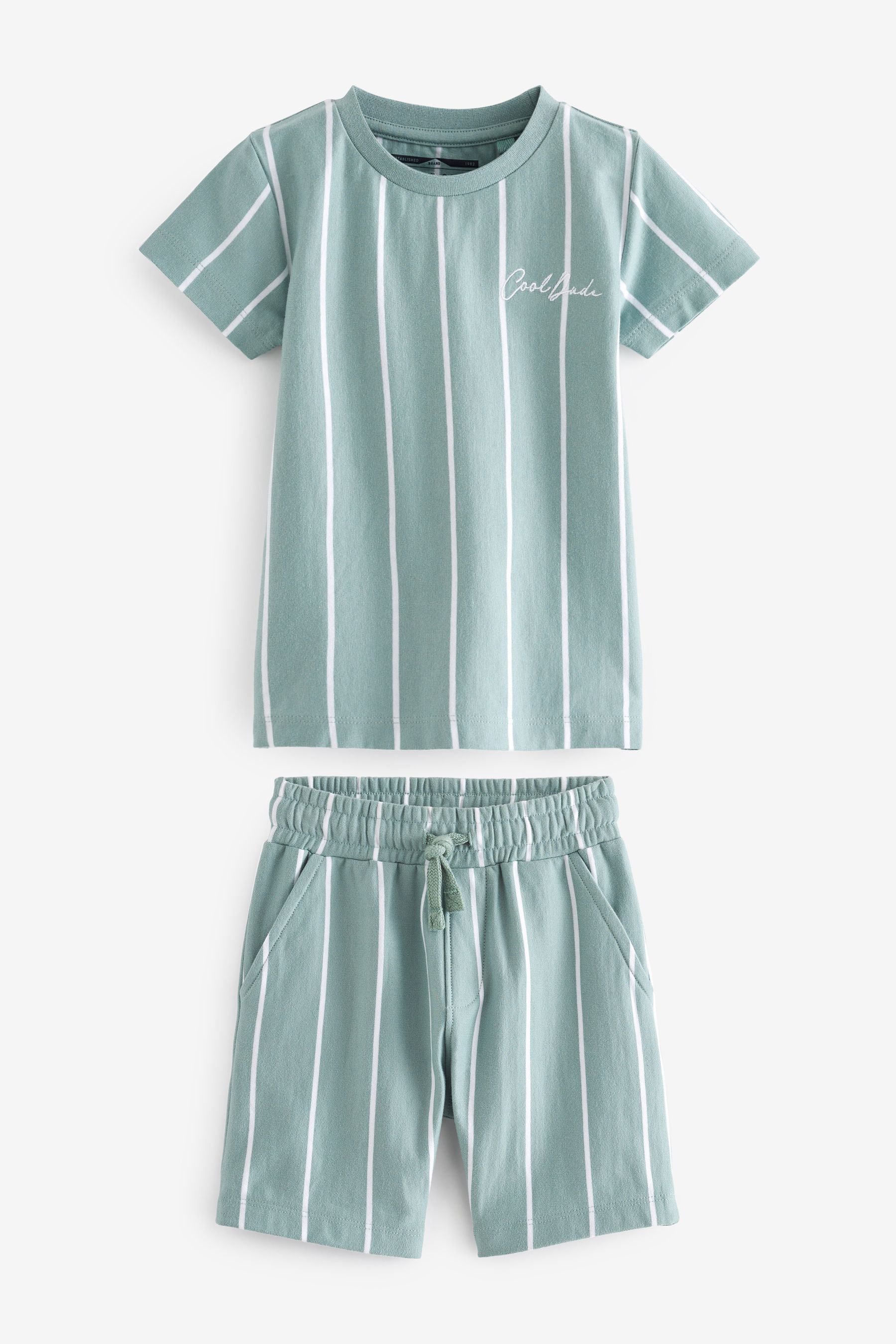 Mineral Blue Vertical Stripe T- Shirt and Short Set (3mths-7yrs)