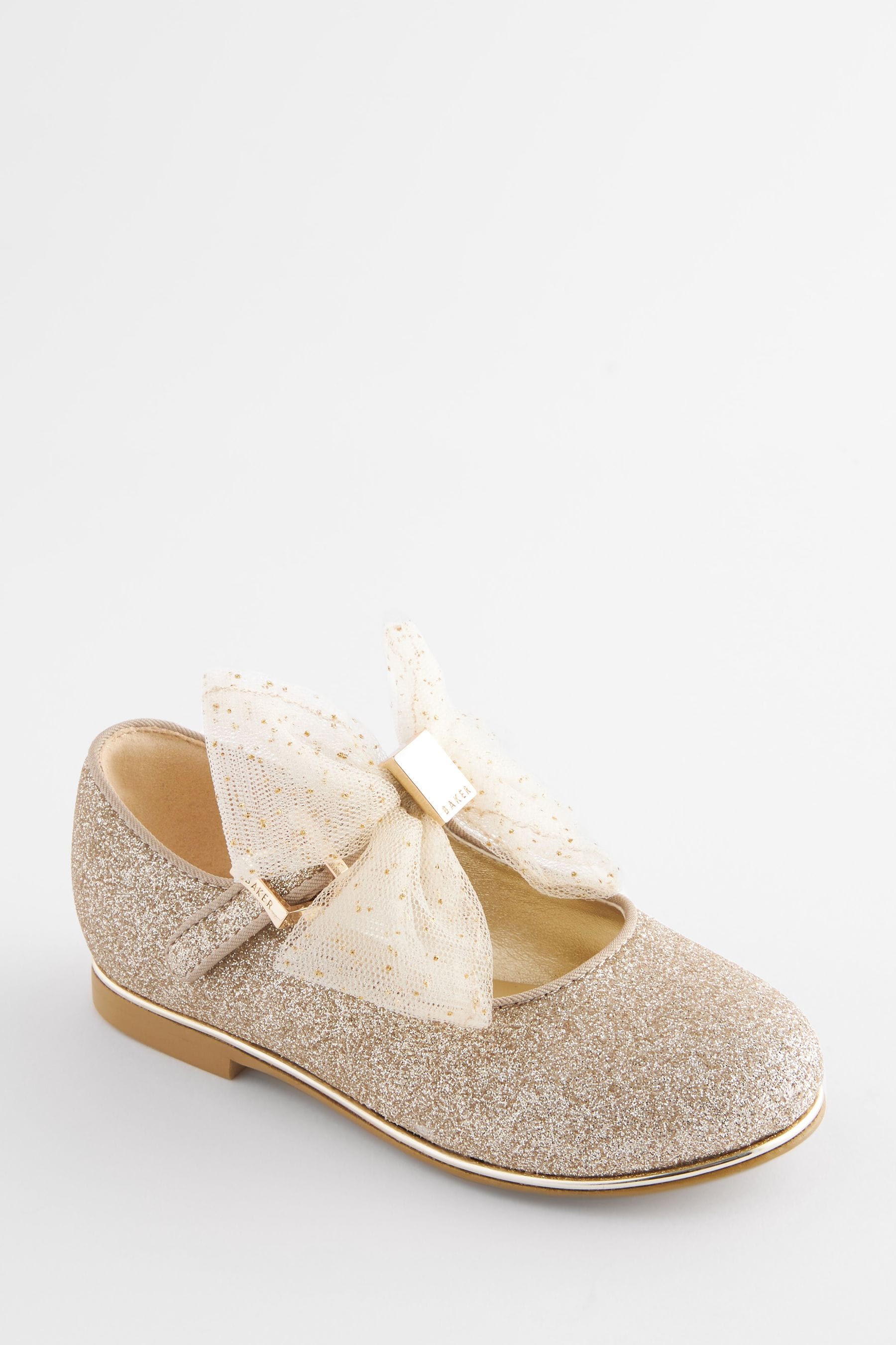 Baker by Ted Baker Girls Glitter Mary Jane Shoes with Bow