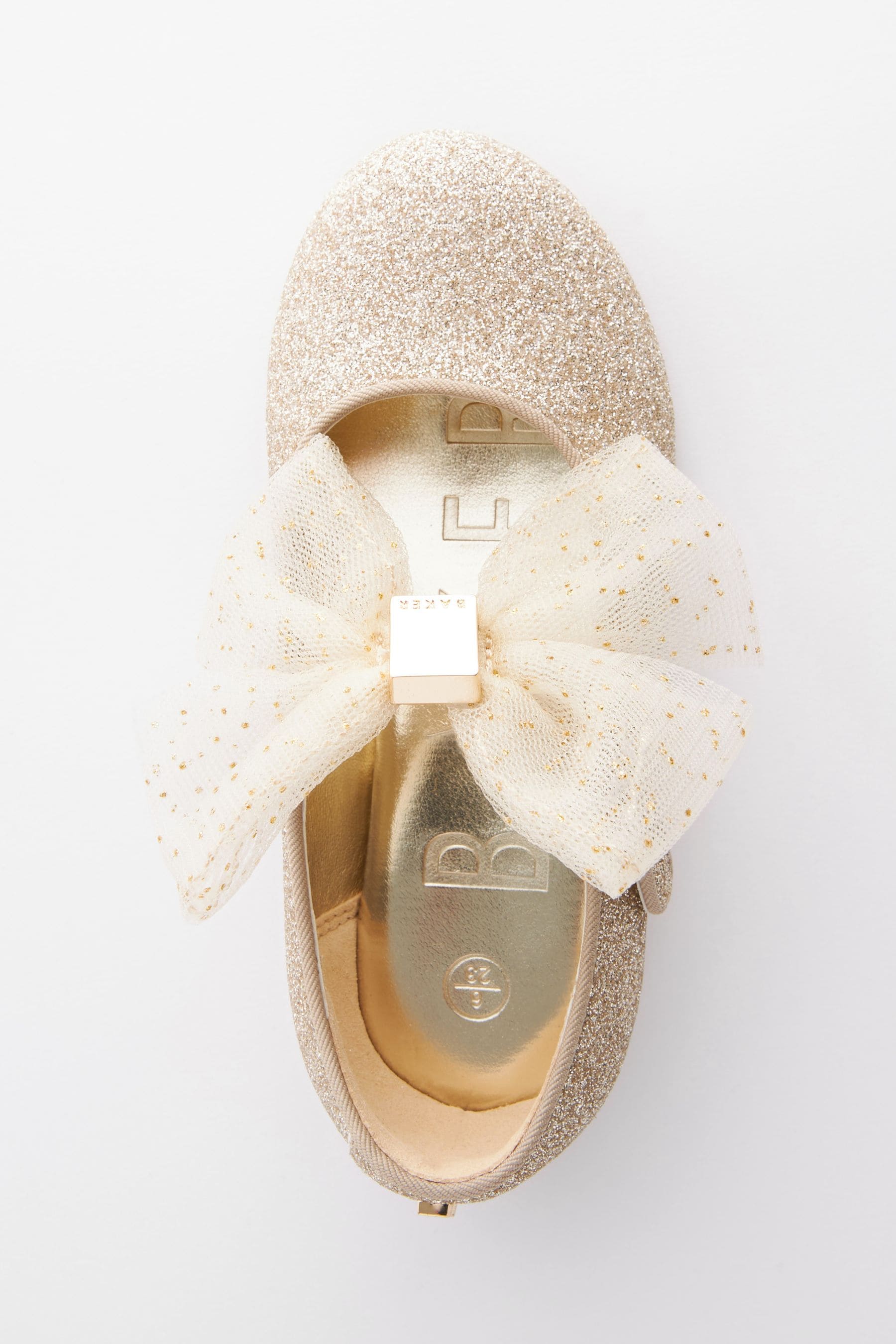 Baker by Ted Baker Girls Glitter Mary Jane Shoes with Bow