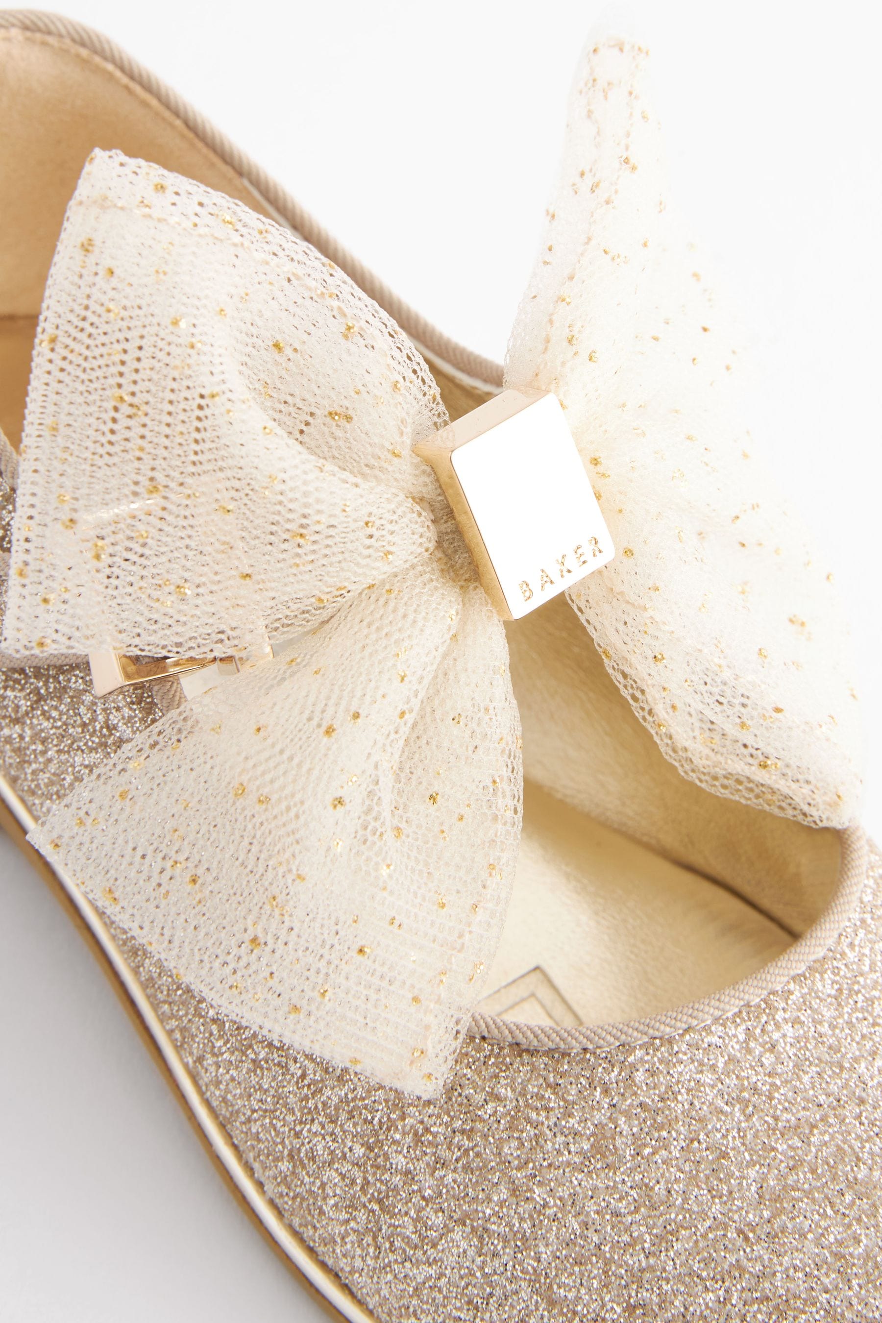 Baker by Ted Baker Girls Glitter Mary Jane Shoes with Bow