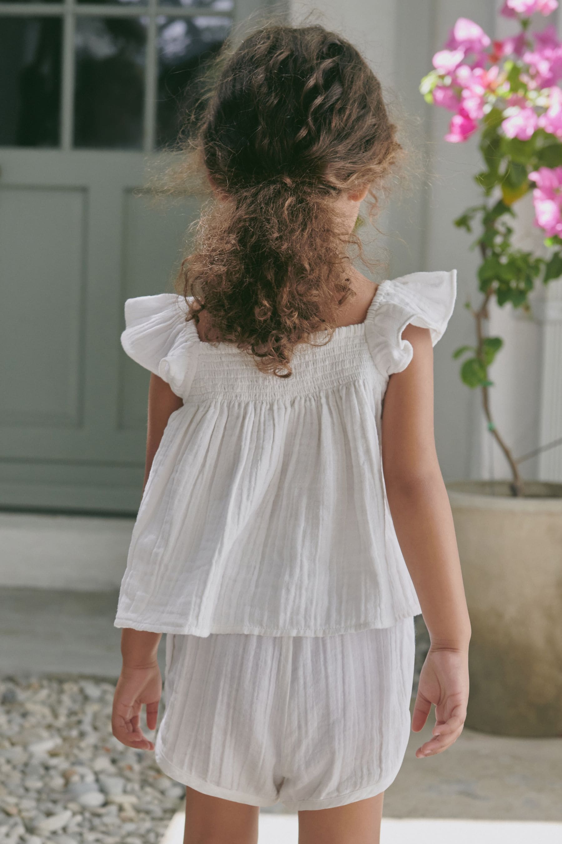 White Crochet Trim Co-ord Set (3mths-8yrs)