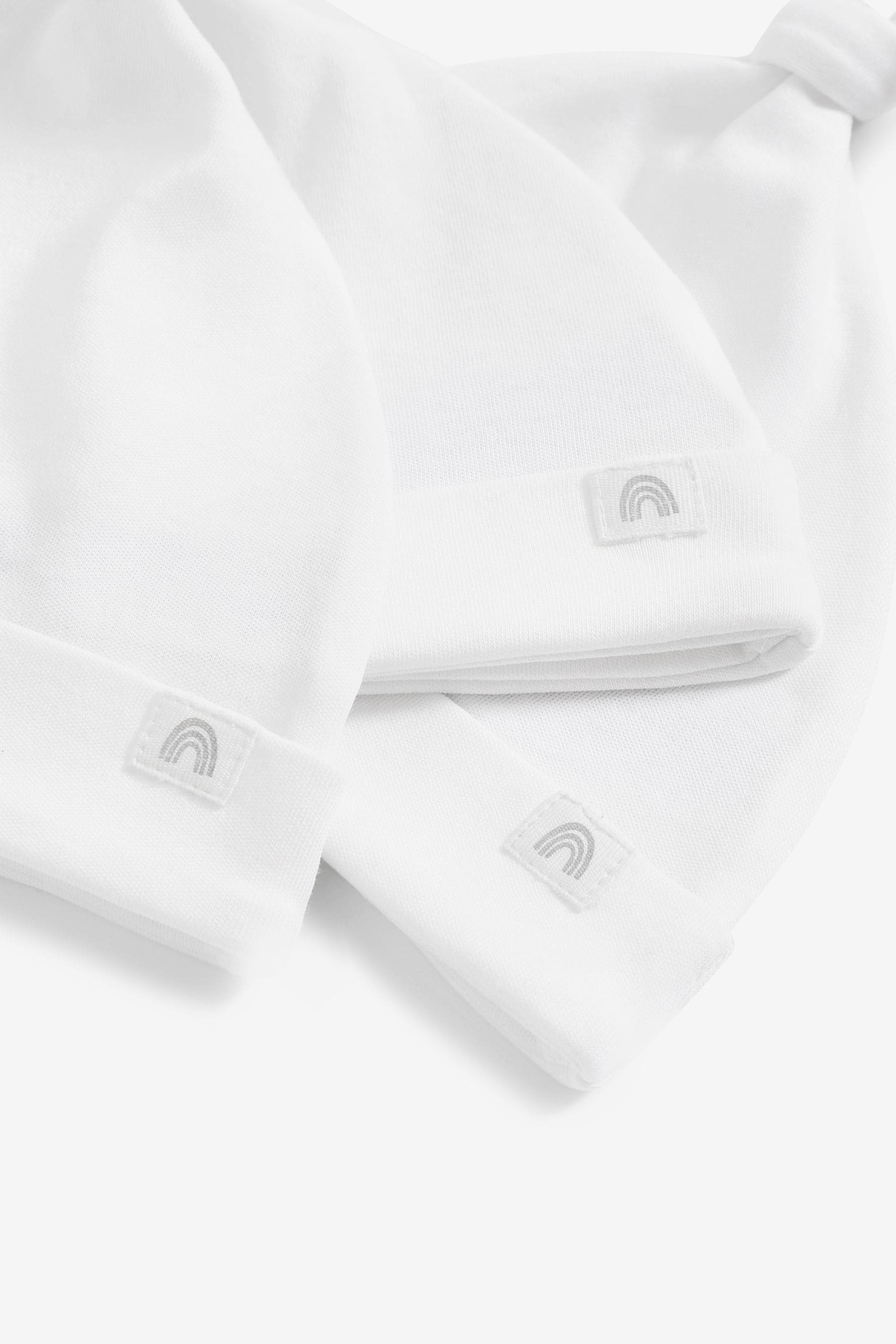 White 100% Cotton Tie Top Baby Hats 3 Pack (0-12mths)