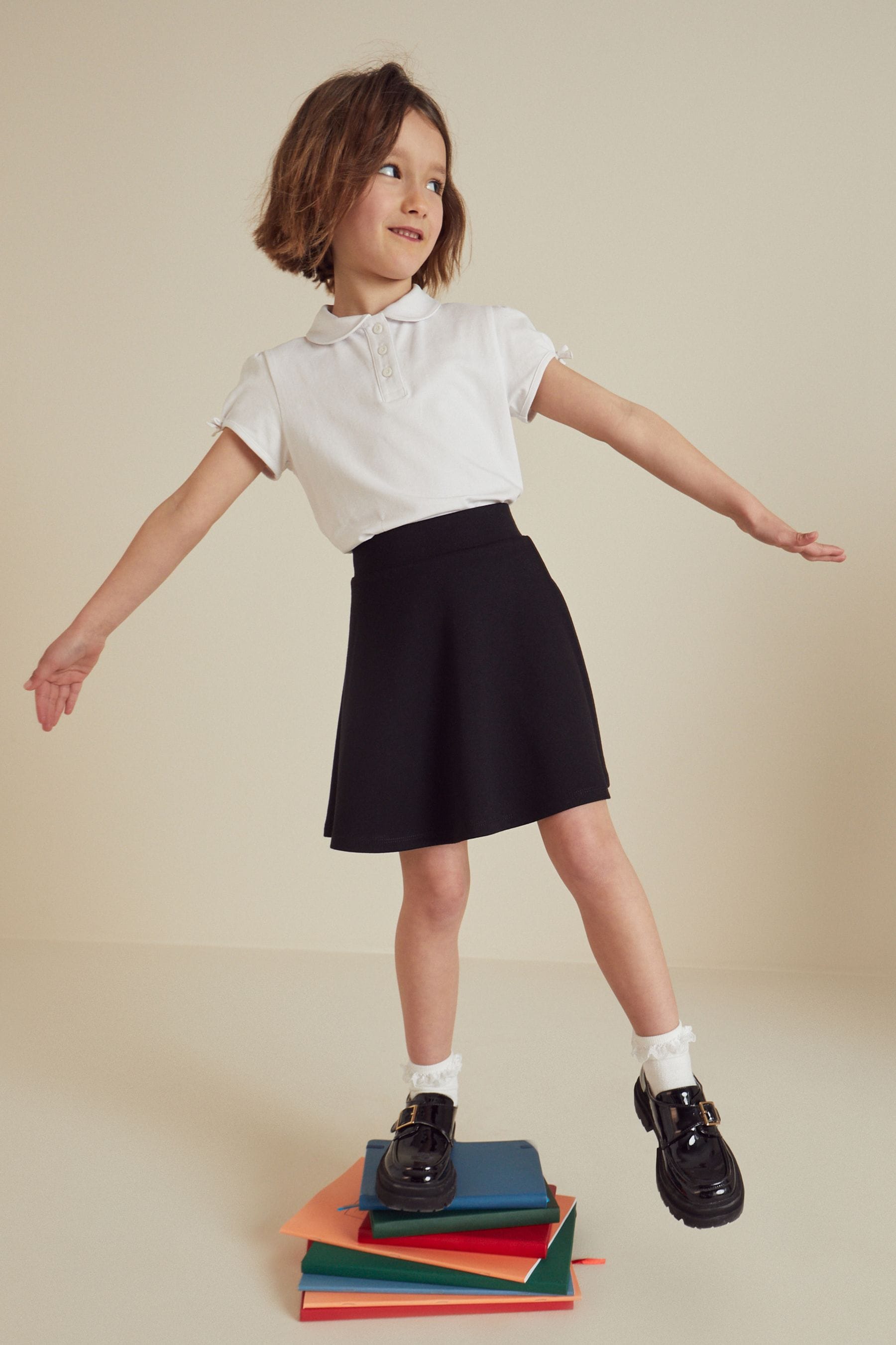 Black Pull-On School Skort with Jersey Stretch (3-17yrs)