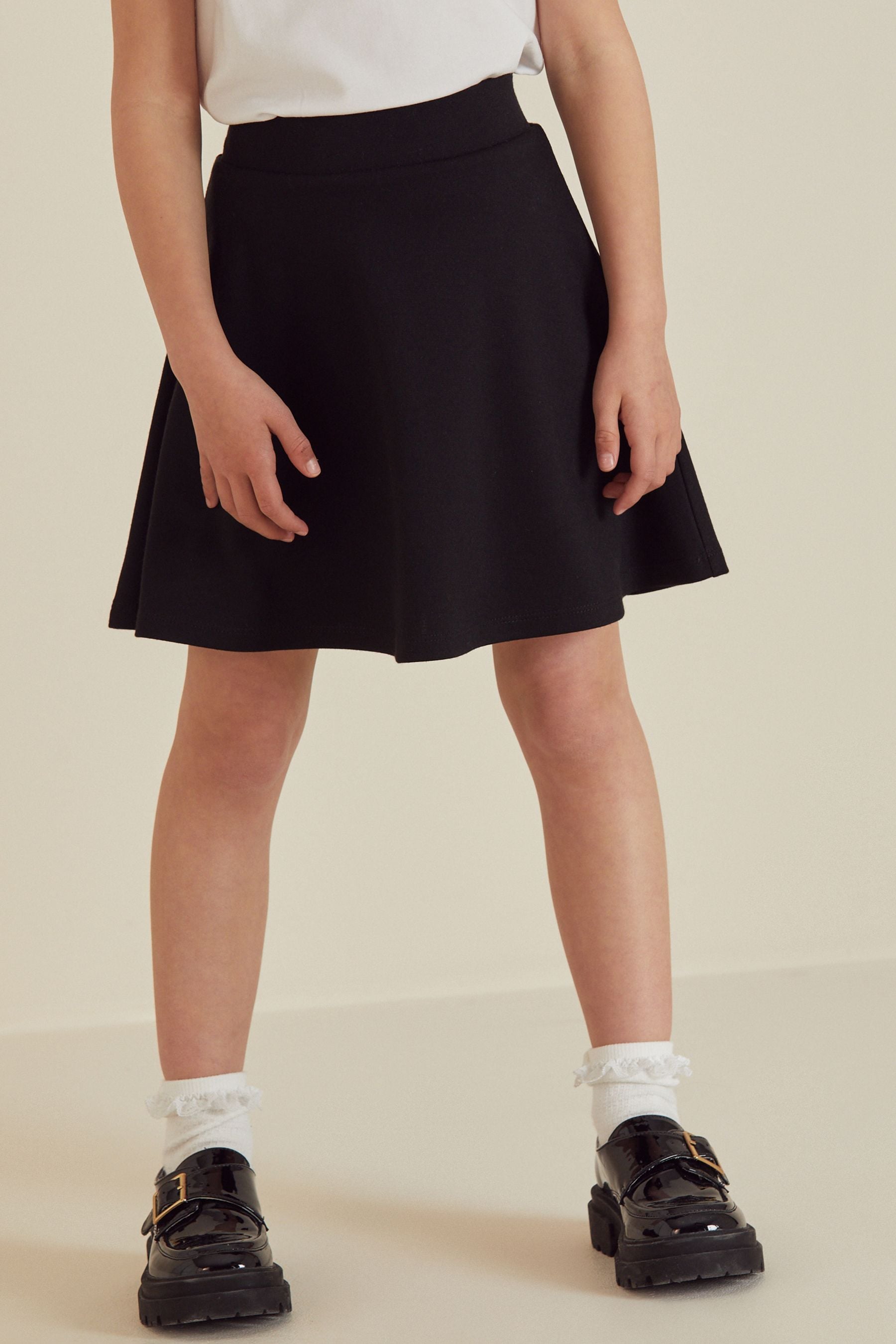 Black Pull-On School Skort with Jersey Stretch (3-17yrs)