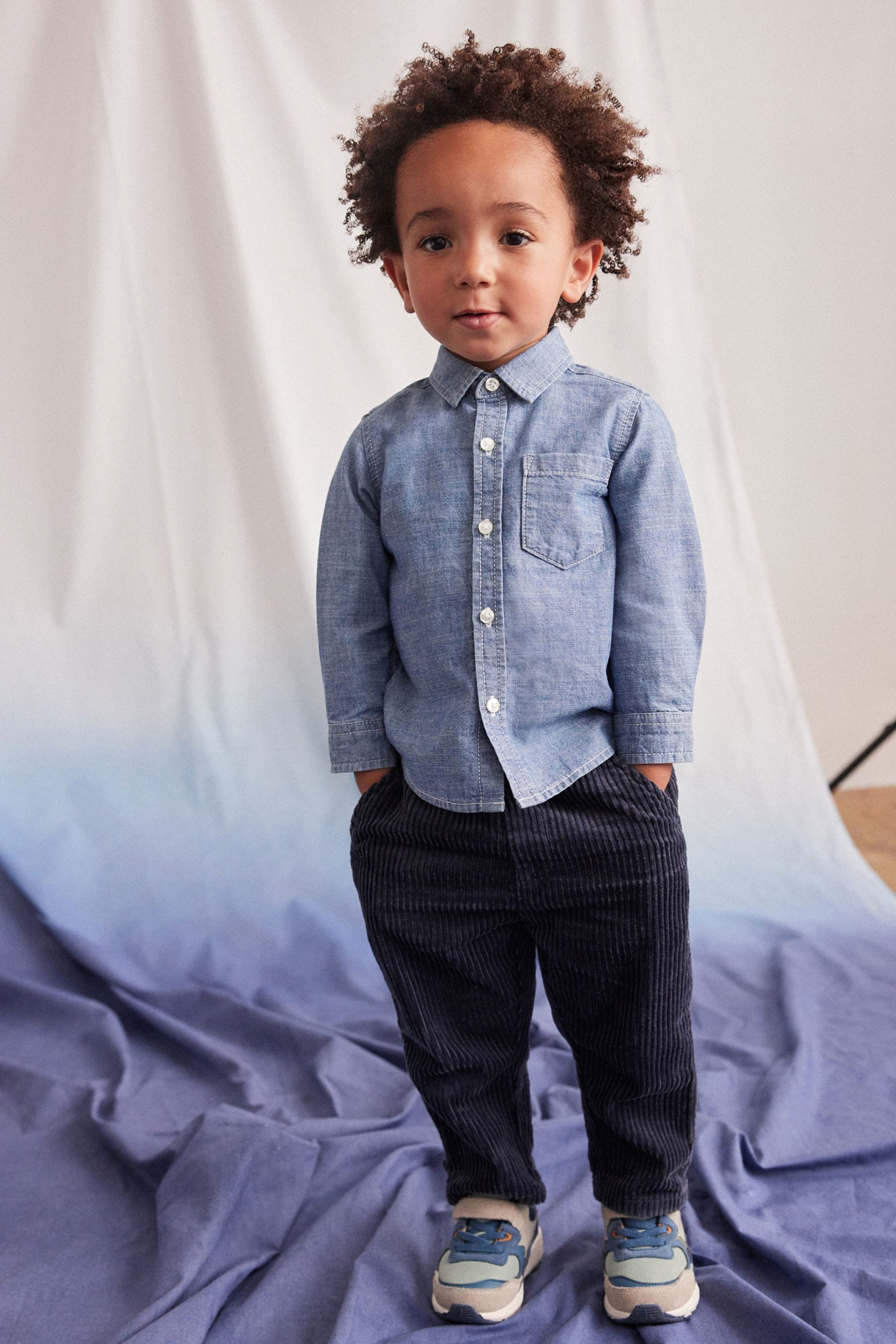 Blue Long Sleeve Chambray Shirt (3mths-12yrs)