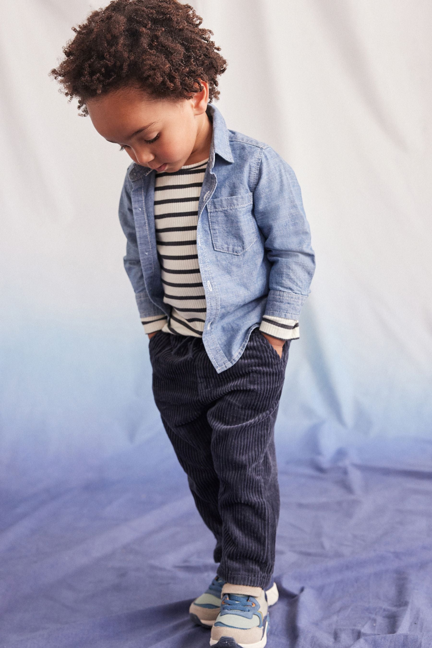 Blue Long Sleeve Chambray Shirt (3mths-12yrs)