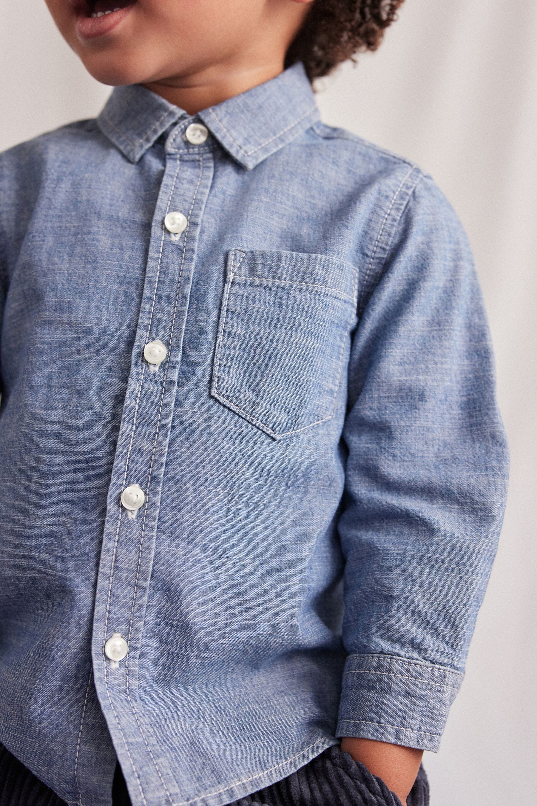 Blue Long Sleeve Chambray Shirt (3mths-12yrs)