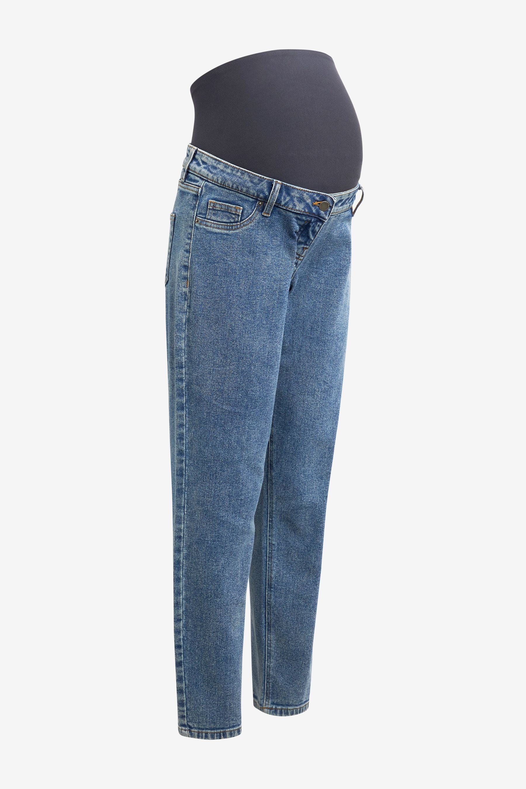 Mid Blue Maternity Mom Fit Jeans