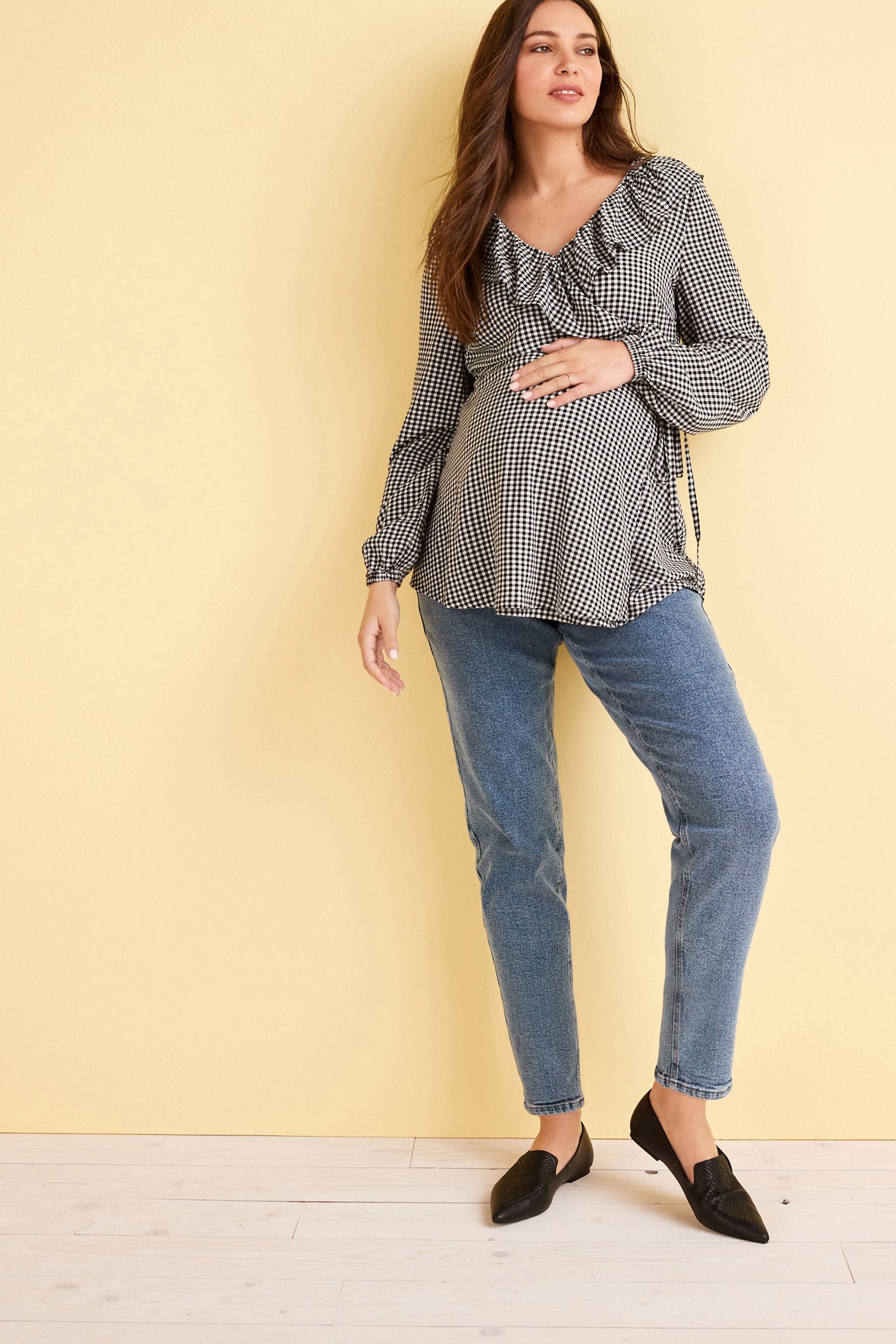 Mid Blue Maternity Mom Fit Jeans