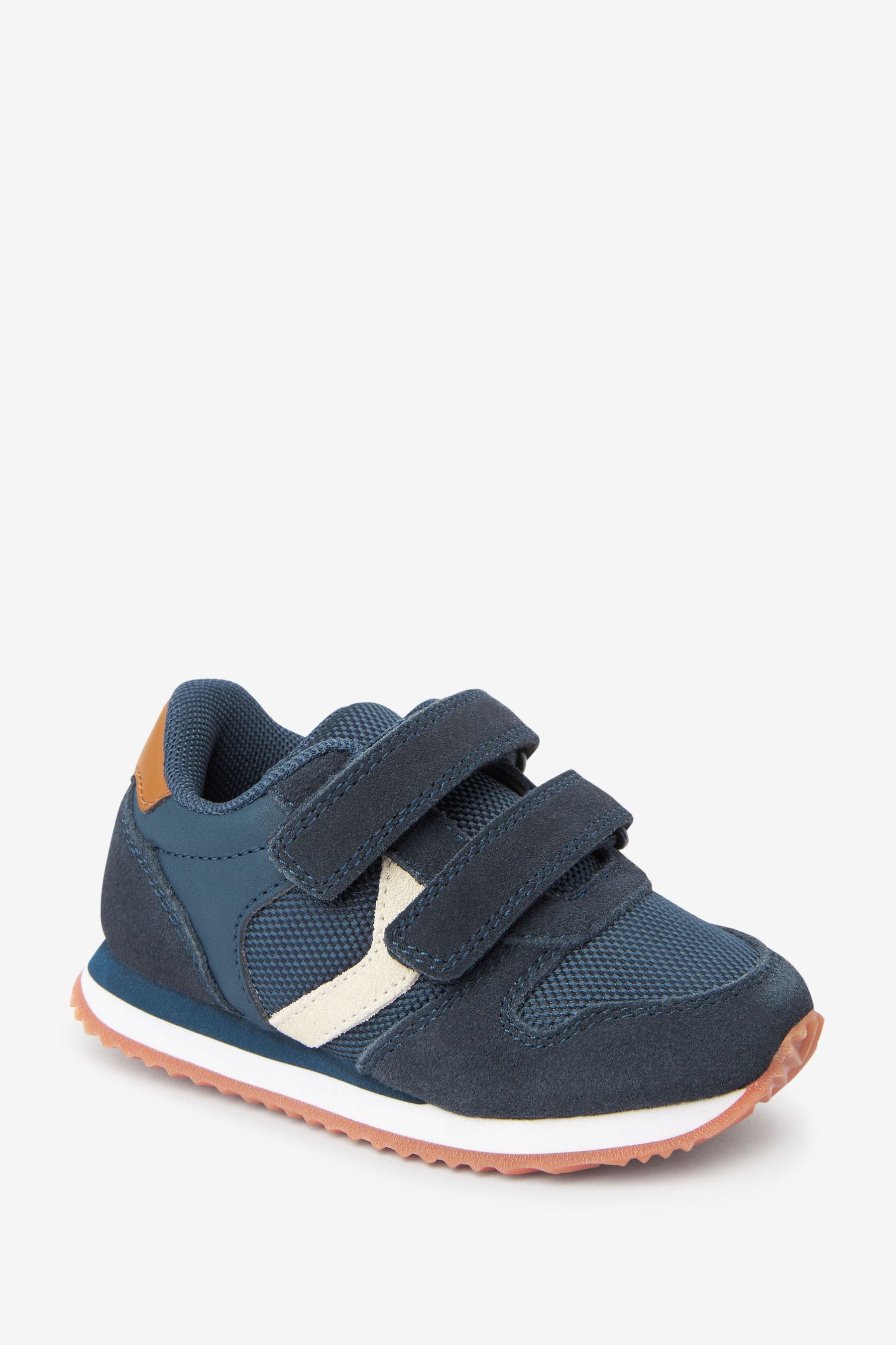 Navy Standard Fit (F) Double Strap Trainers