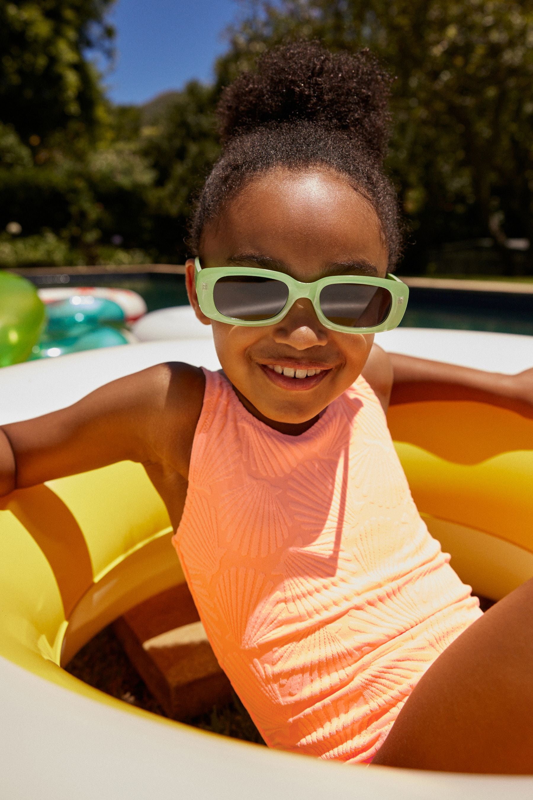 Orange Shell Textured Swimsuit (3-16yrs)