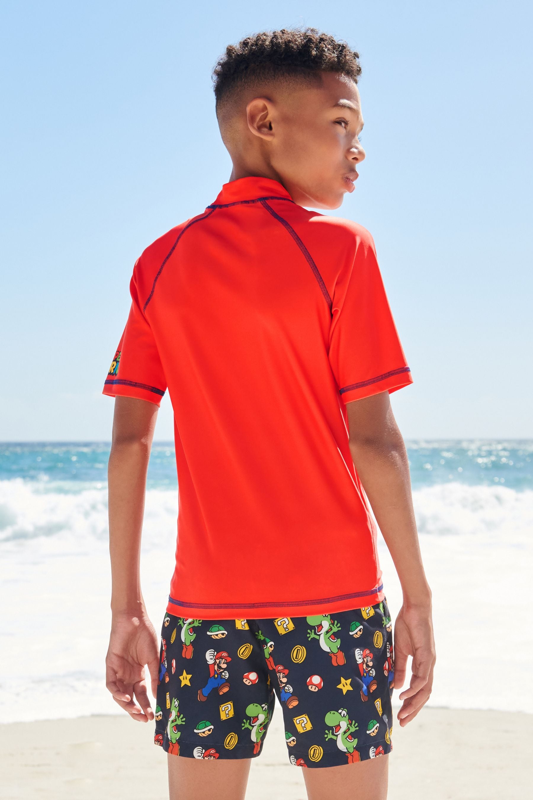 Red Mario Rash Vest (3-16yrs)