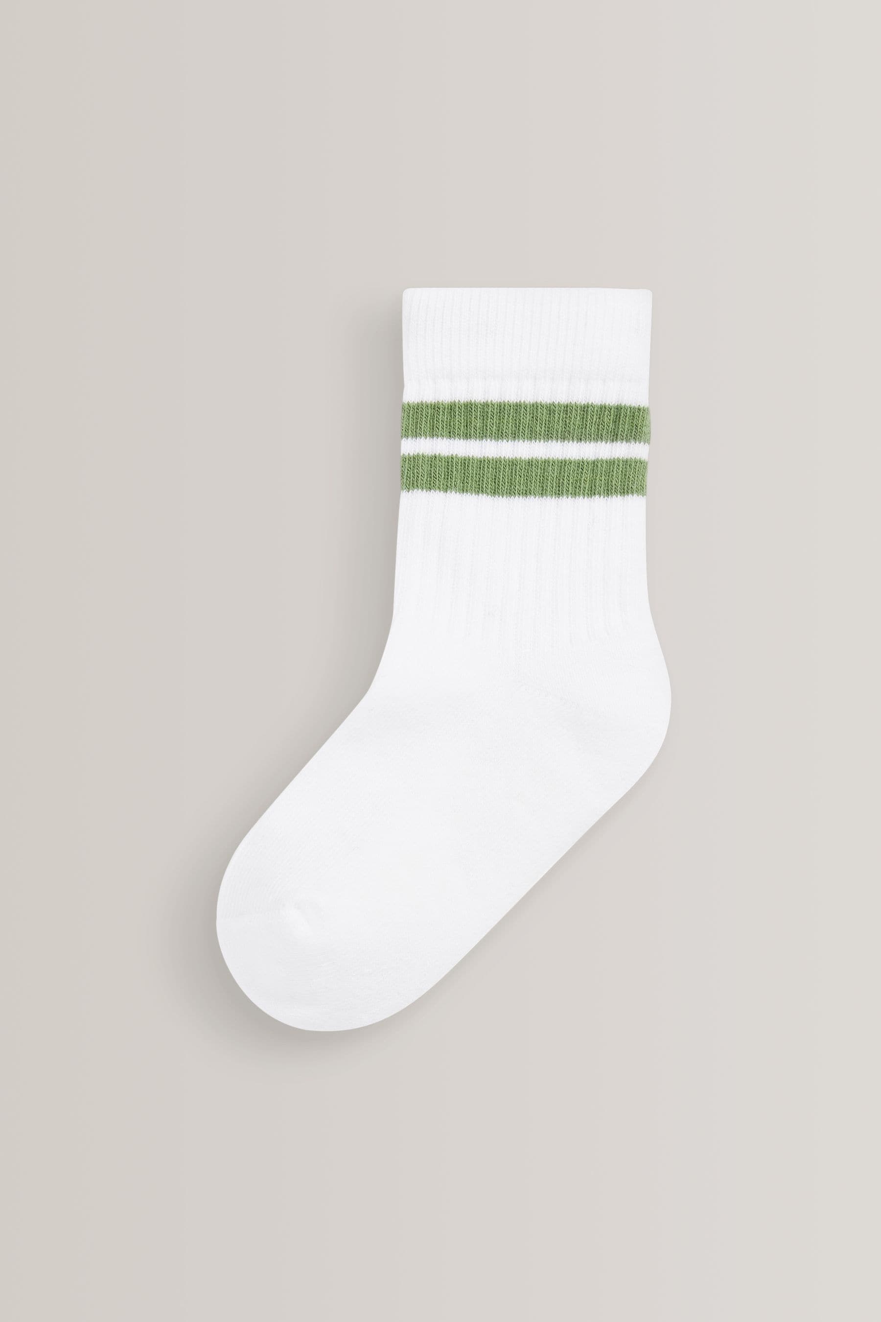 White/Neutrals Cushioned Footbed Cotton Rich Ribbed Socks 5 Pack