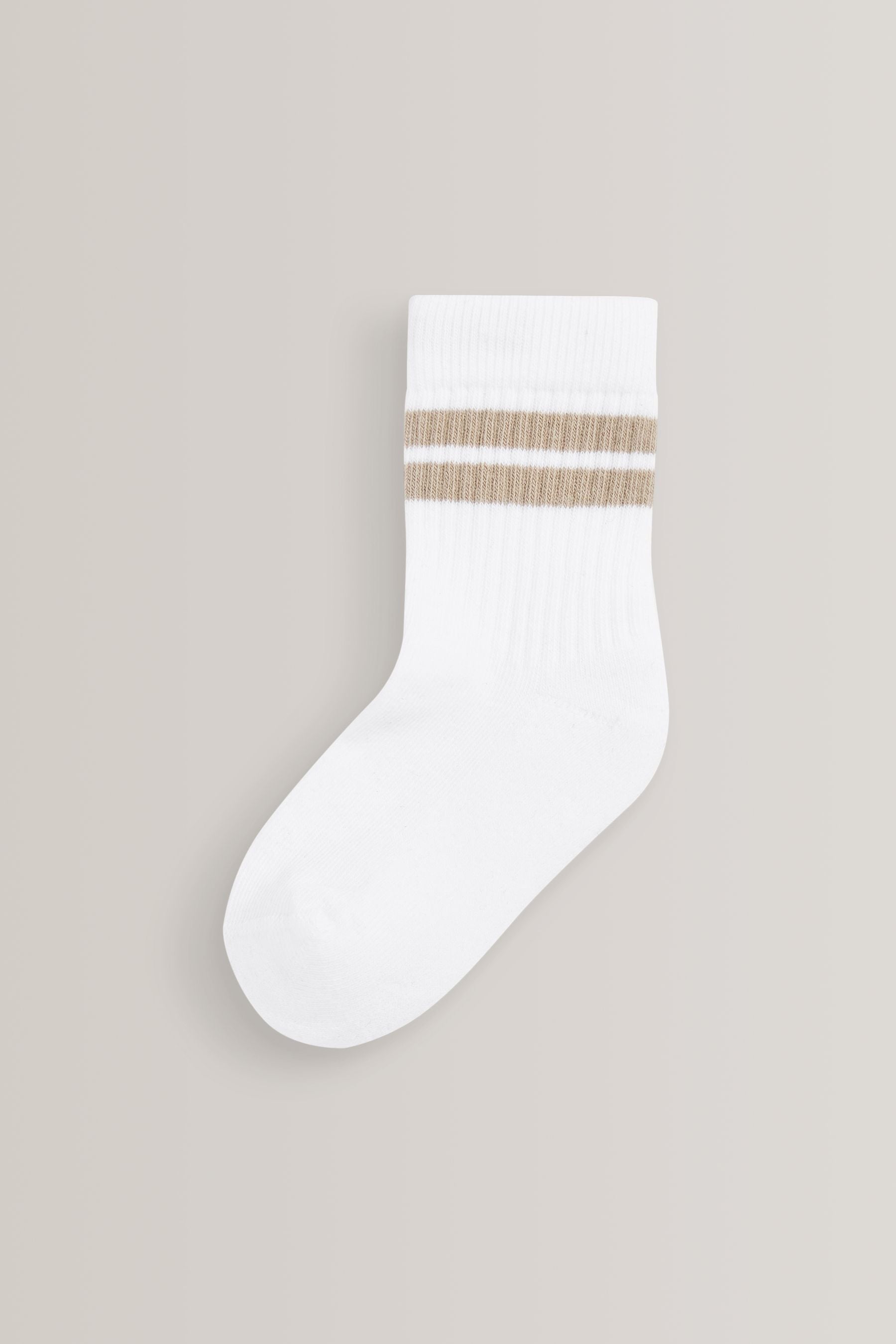 White/Neutrals Cushioned Footbed Cotton Rich Ribbed Socks 5 Pack