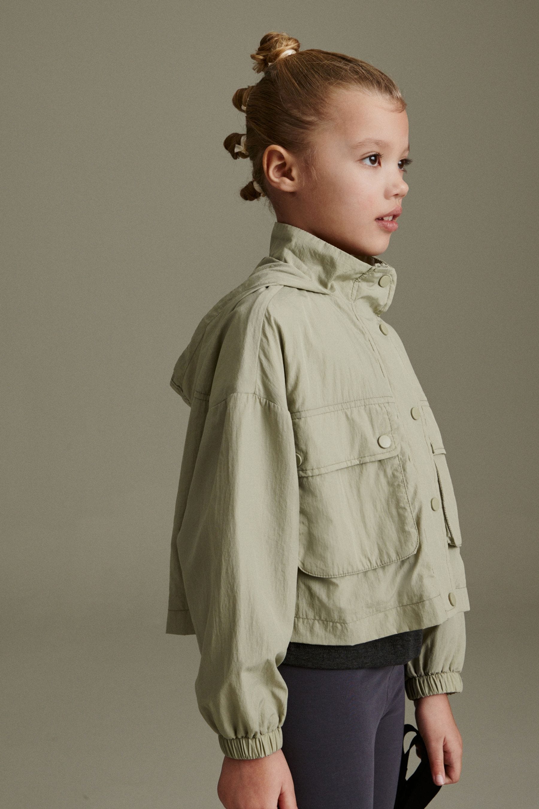 Sage Green Shower Resistant Crop Cagoule (3-16yrs)