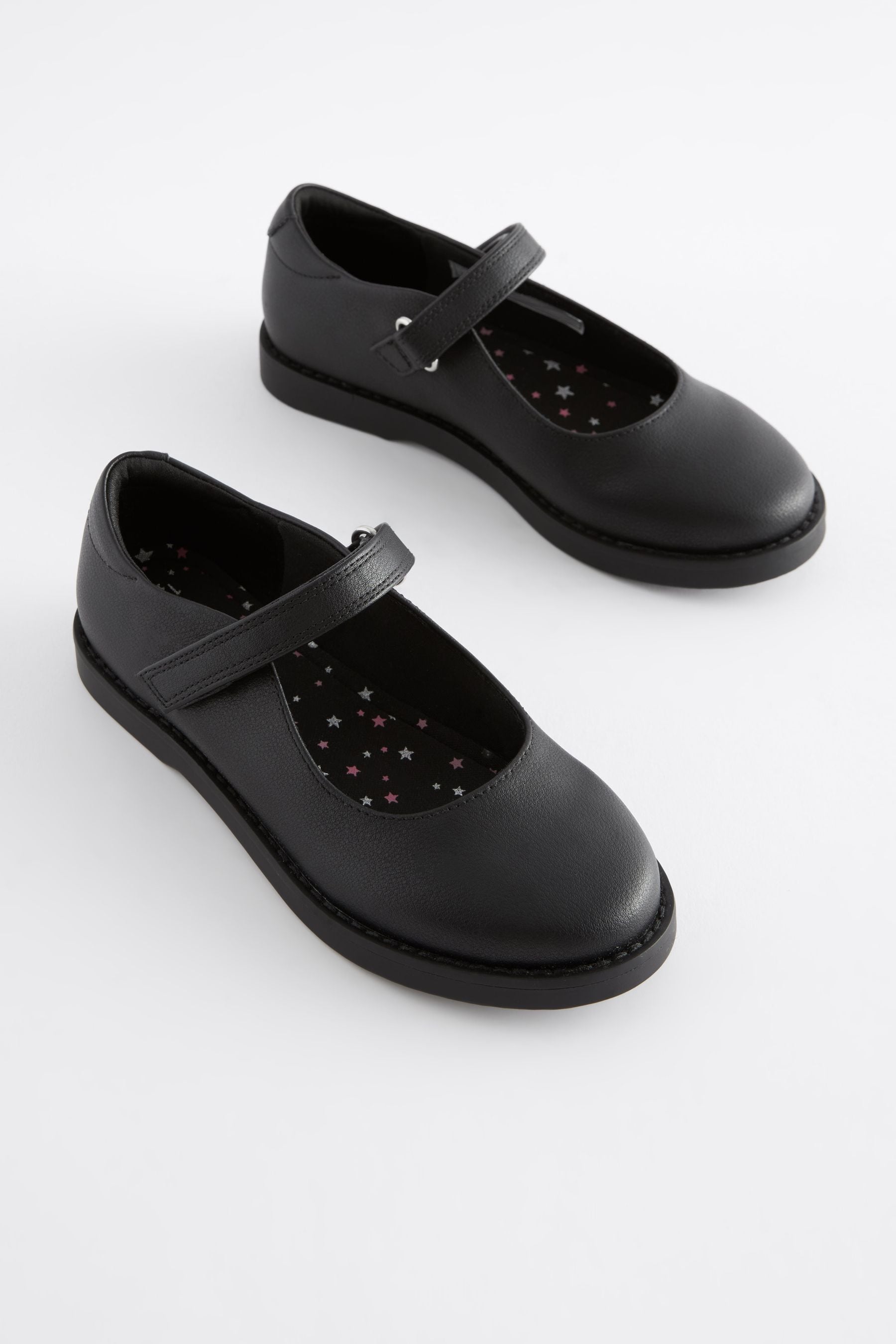 Black Matt Standard Fit (F) School Mary Jane Crepe Sole Shoes