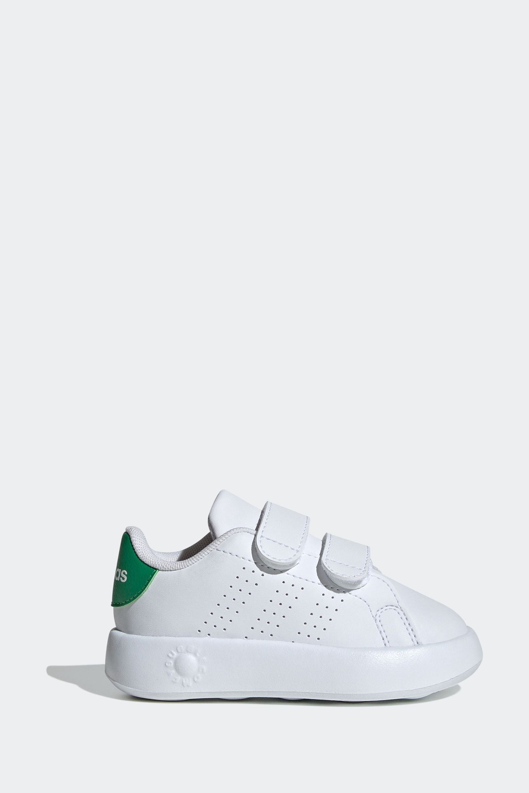 adidas White/Green Kids Advantage Trainers