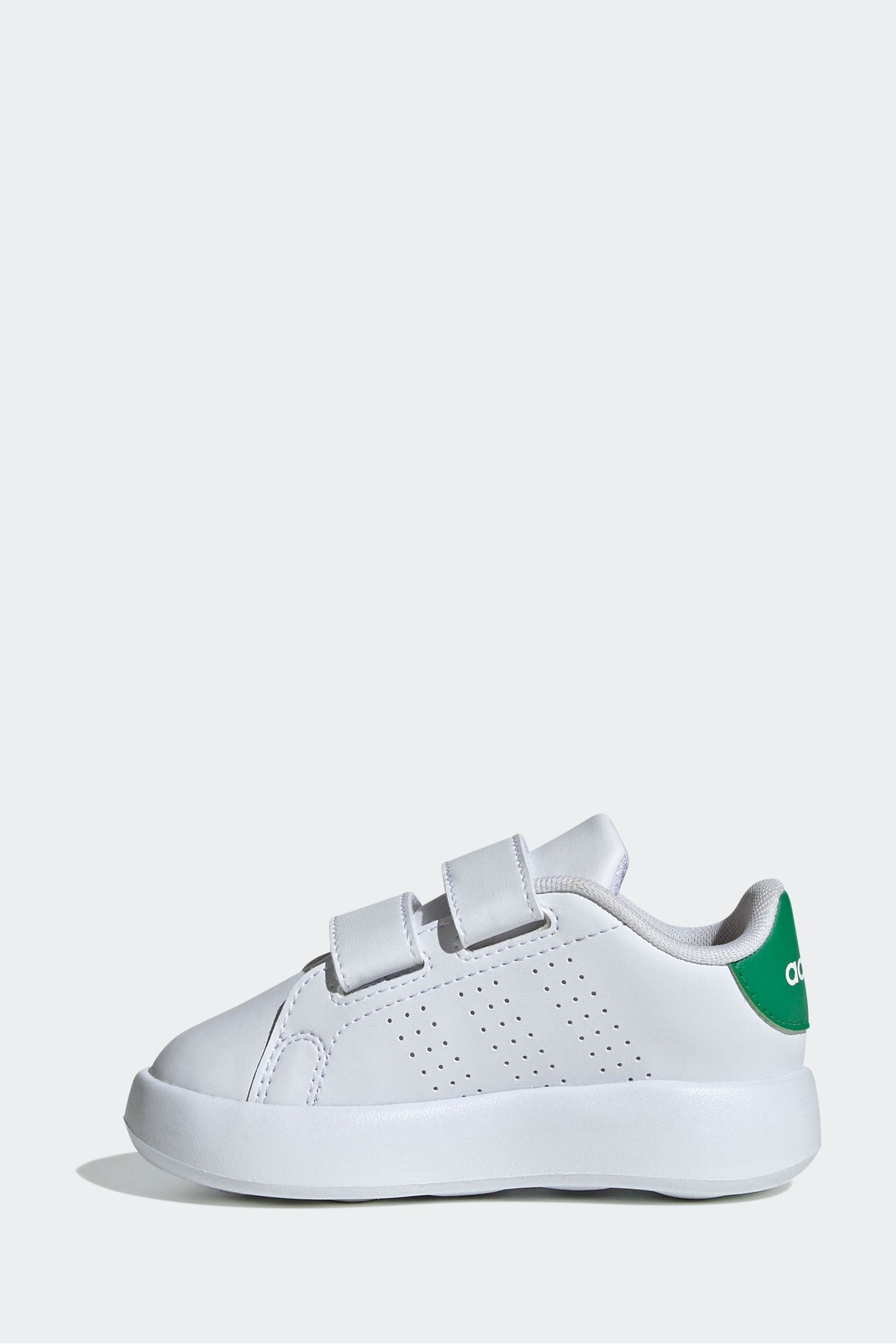 adidas White/Green Kids Advantage Trainers