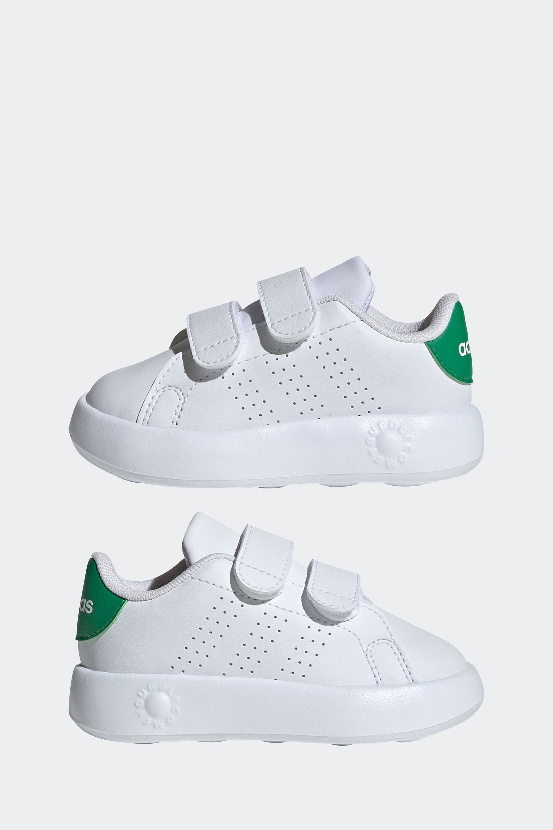 adidas White/Green Kids Advantage Trainers