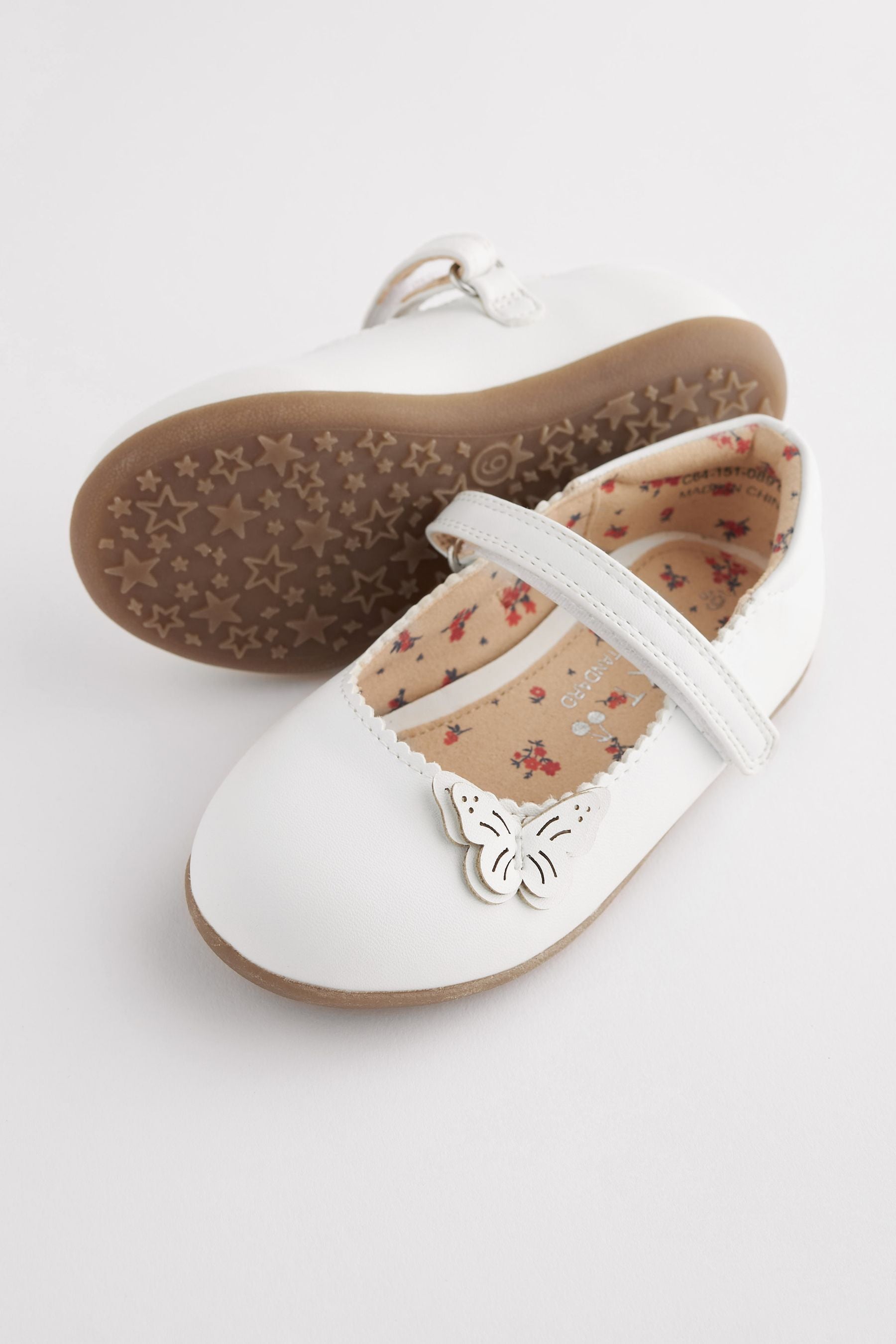 White Standard Fit (F) Butterfly Mary Jane Shoes