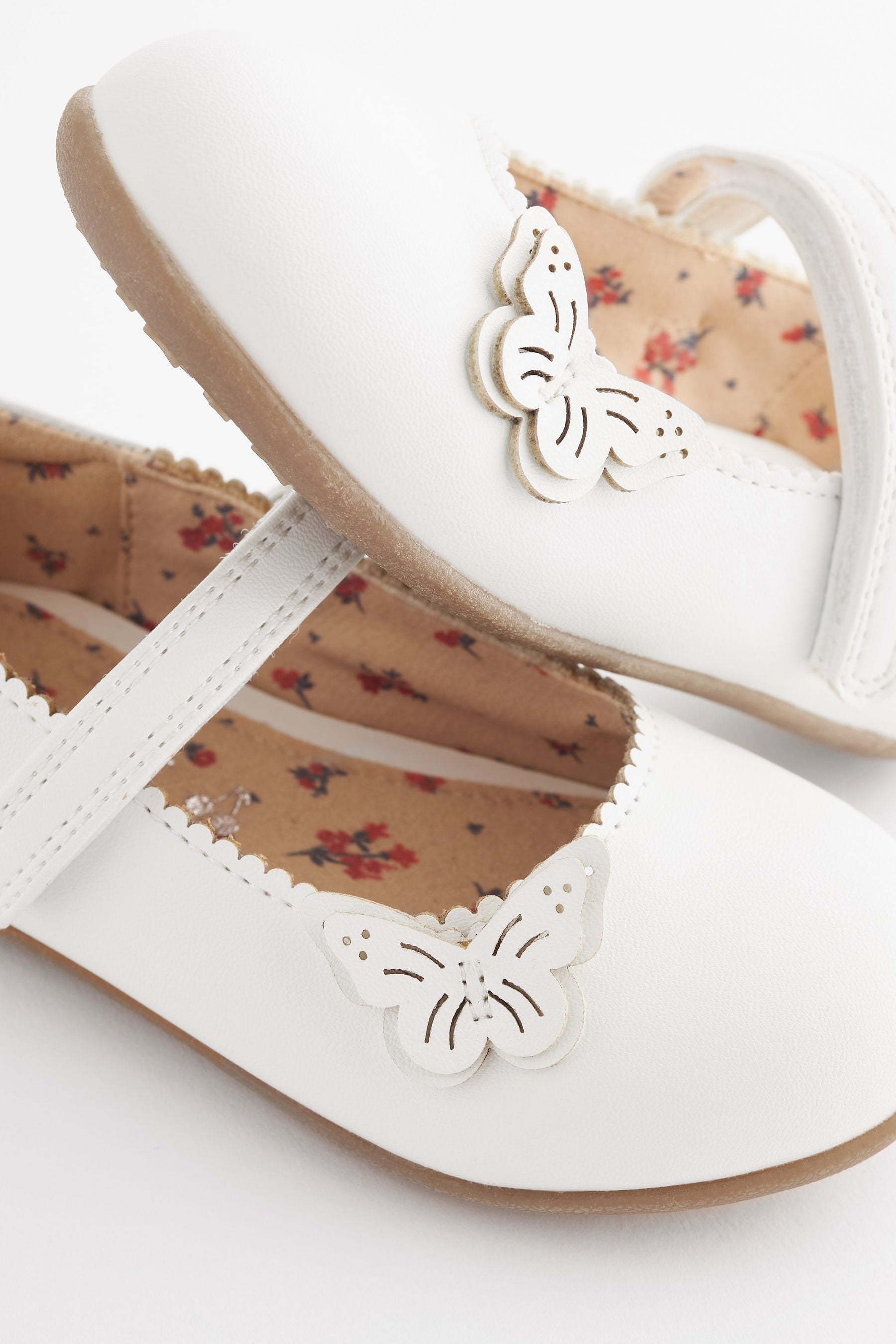 White Standard Fit (F) Butterfly Mary Jane Shoes