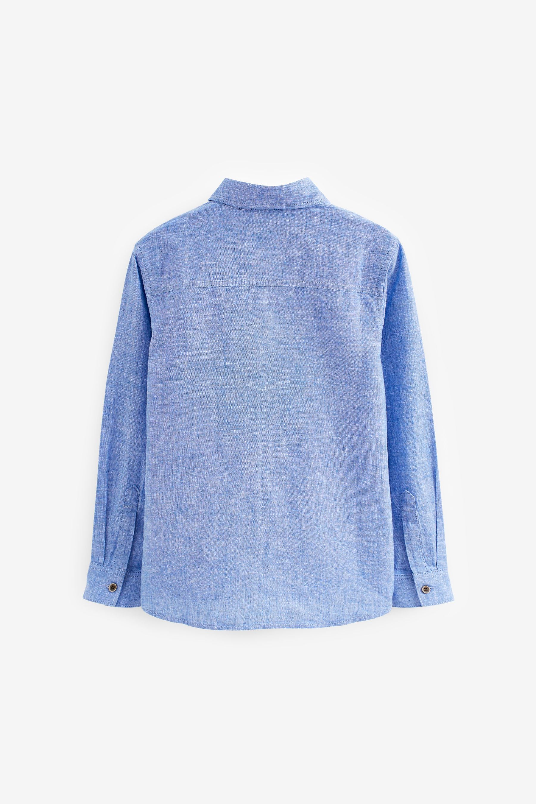 Blue Linen Blend Long Sleeve Shirt (3-16yrs)