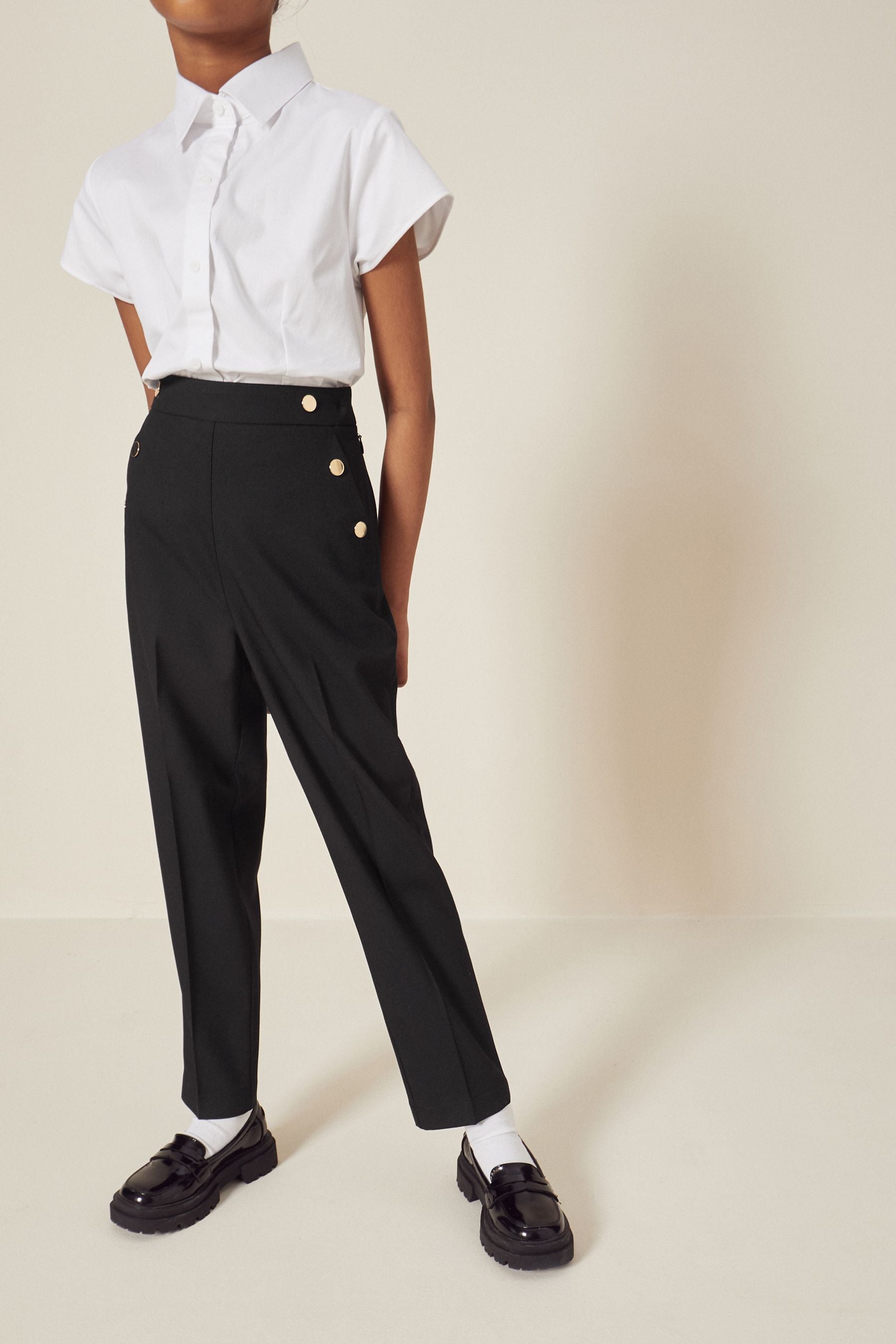 Black Senior Tapered Gold Snap School Trousers (9-18yrs)