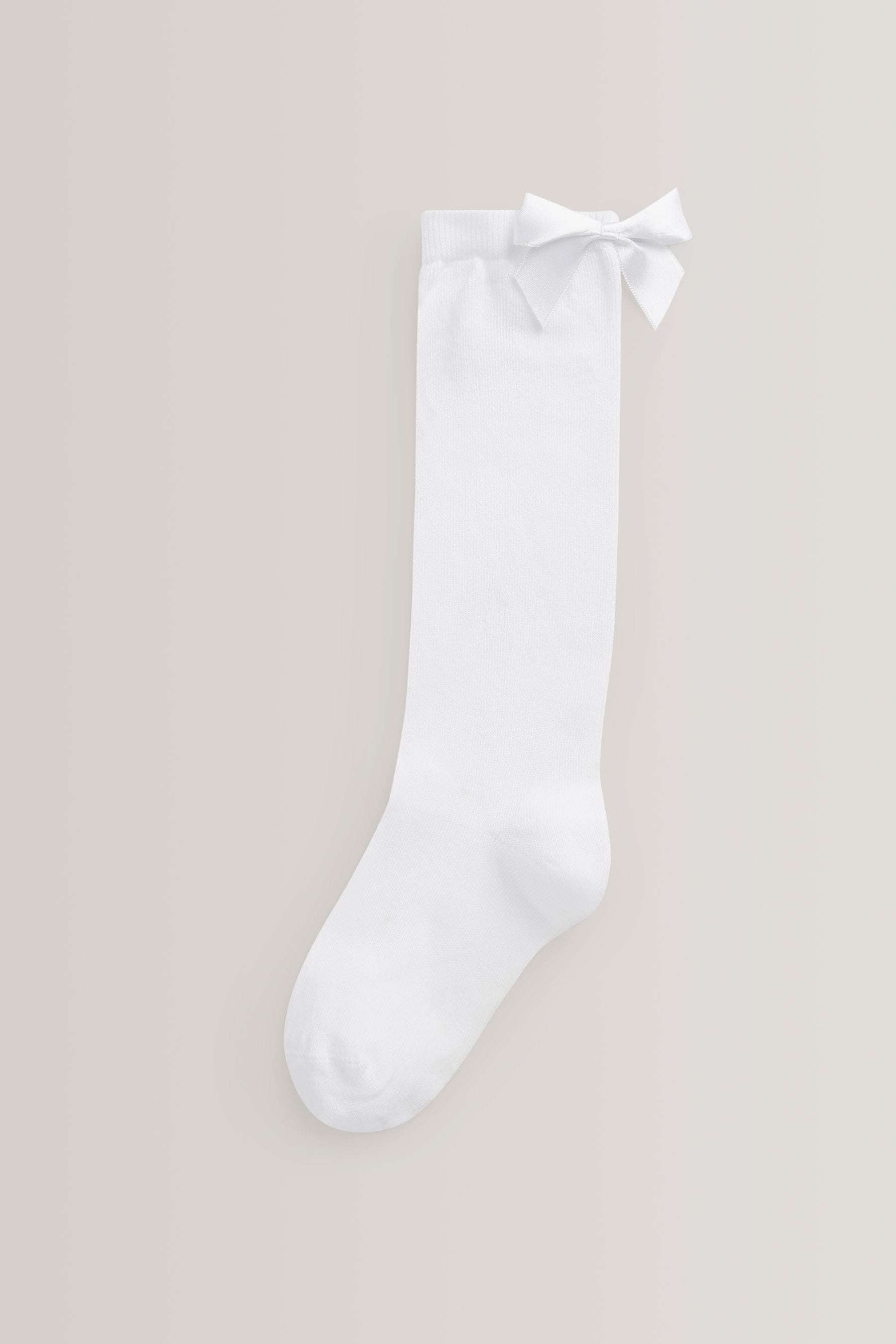 White Cotton Rich Bow Knee High School Socks 2 Pack