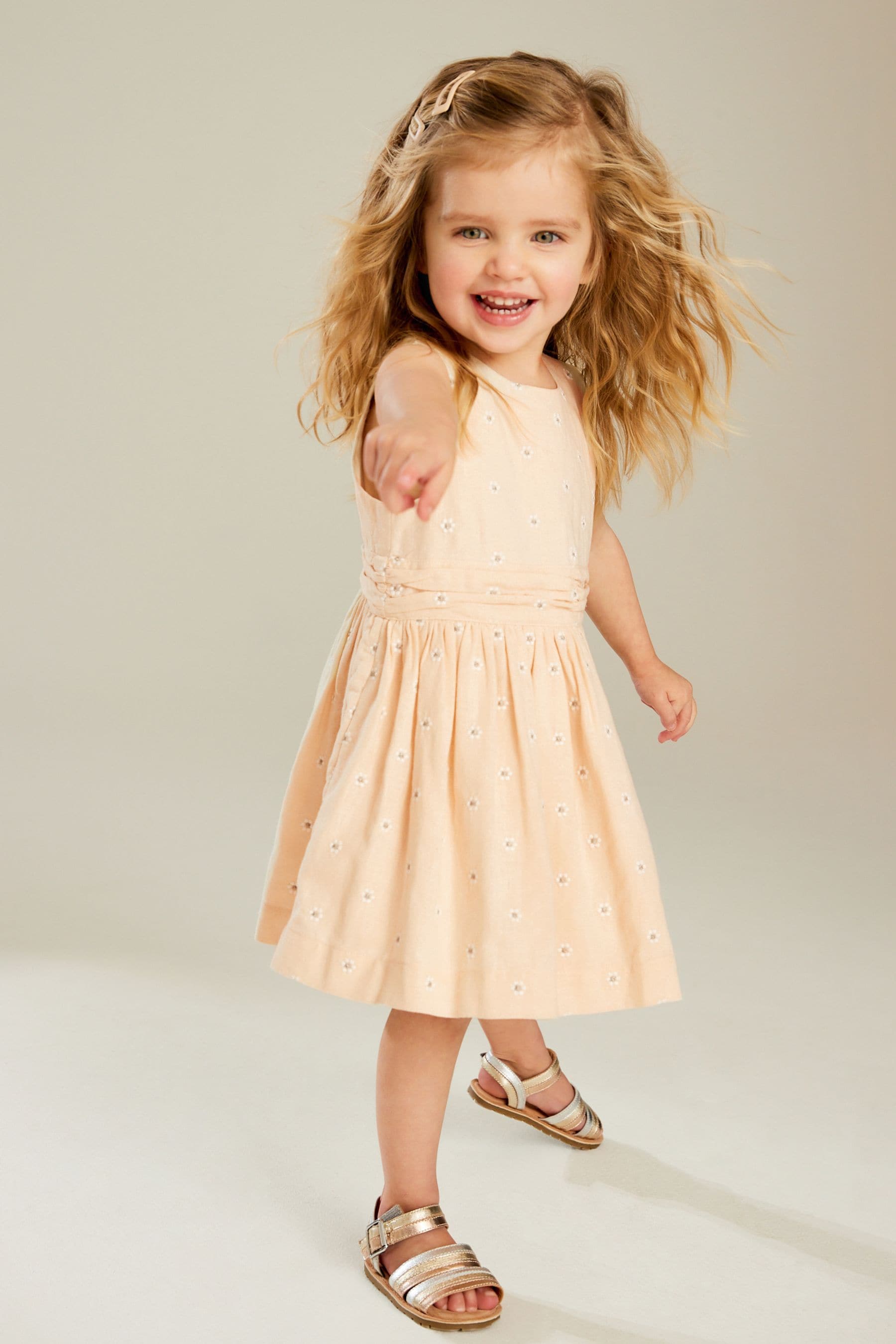 Taupe Daisy Embroidered Dress (3mths-8yrs)