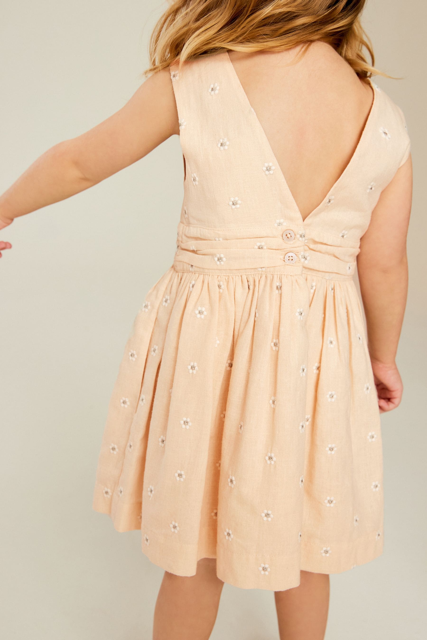 Taupe Daisy Embroidered Dress (3mths-8yrs)