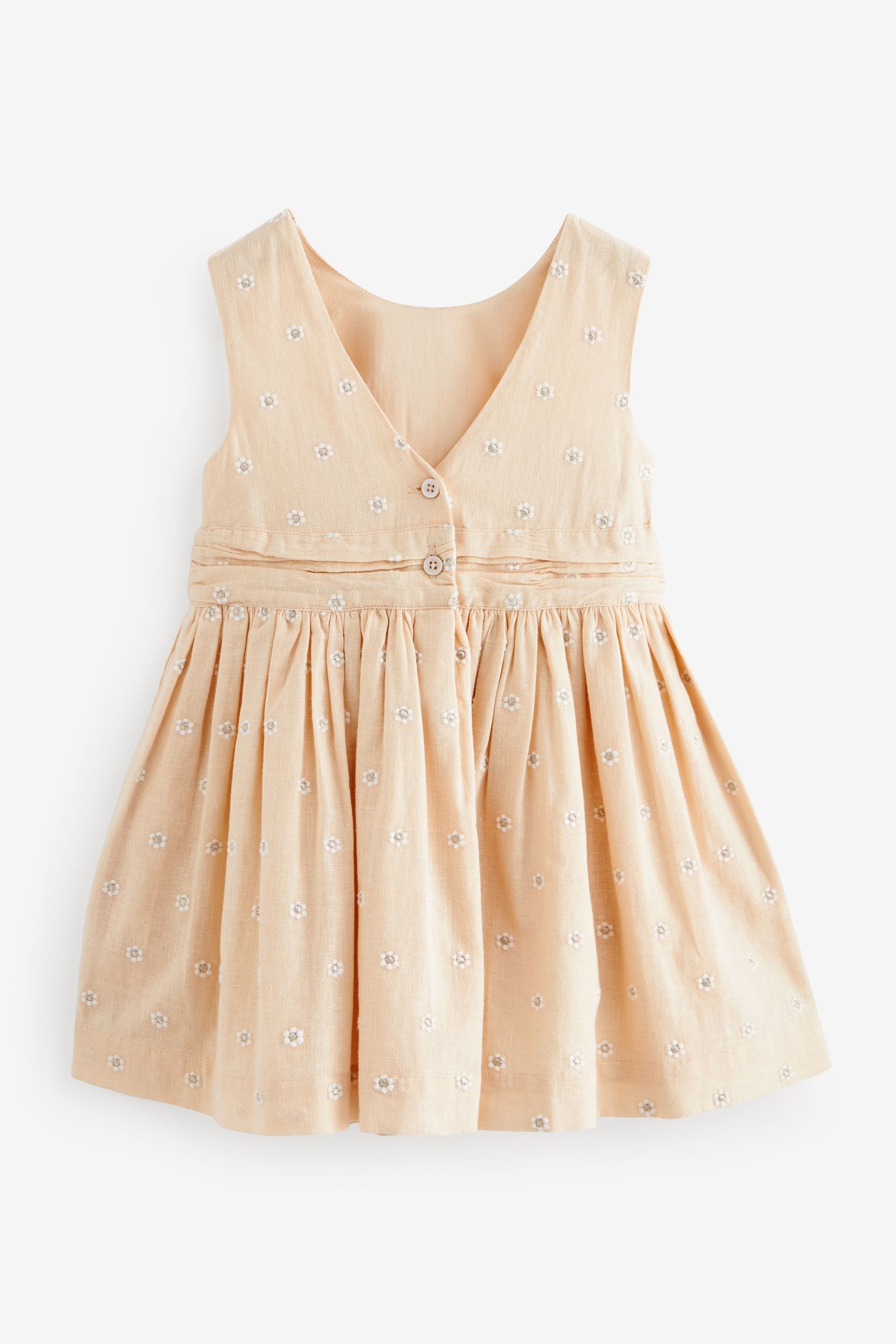 Taupe Daisy Embroidered Dress (3mths-8yrs)